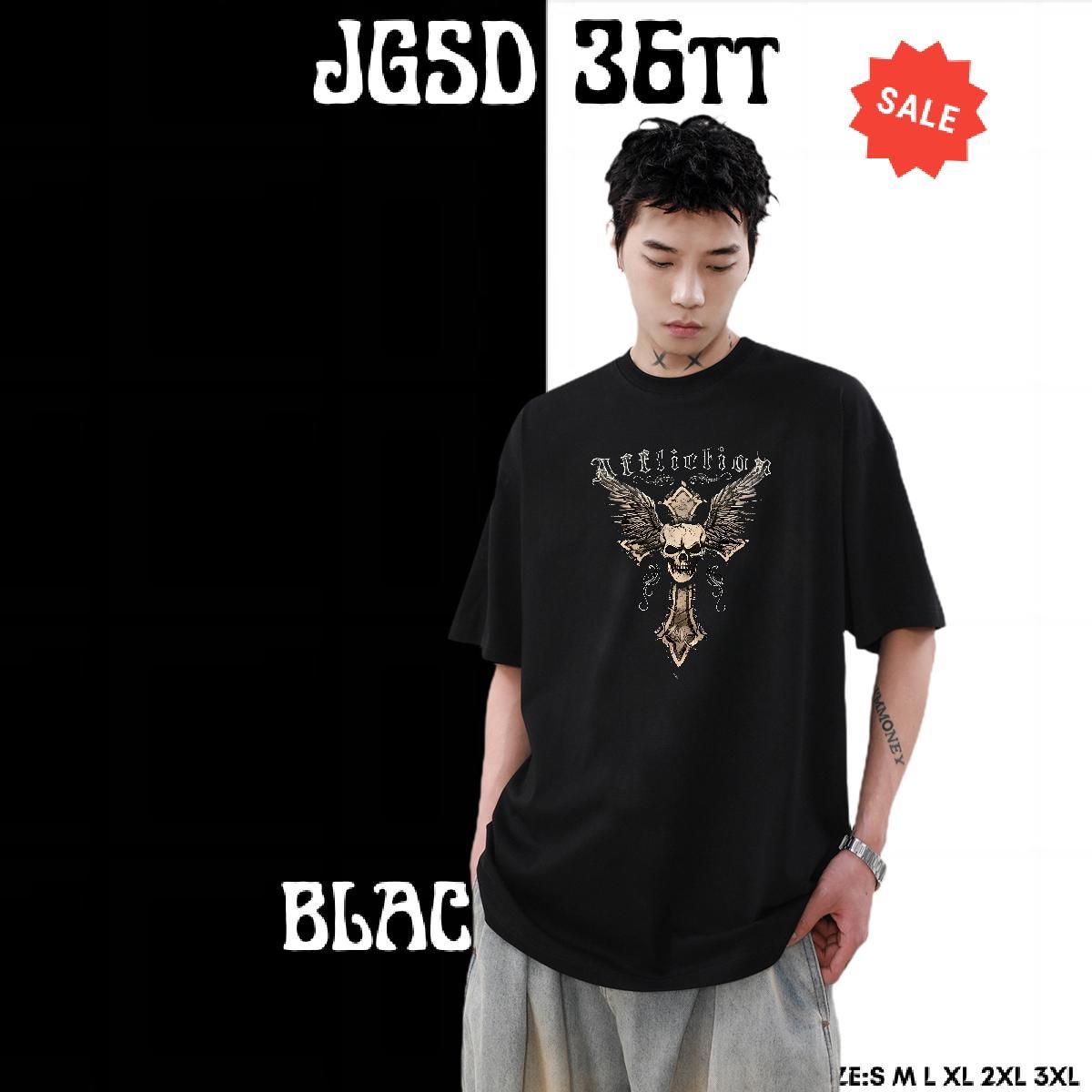 Brand T-Shirts skull Tops Tees 230g 100% Cotton High Street Hip Hop Popular Graphic Breathable Tshirts
