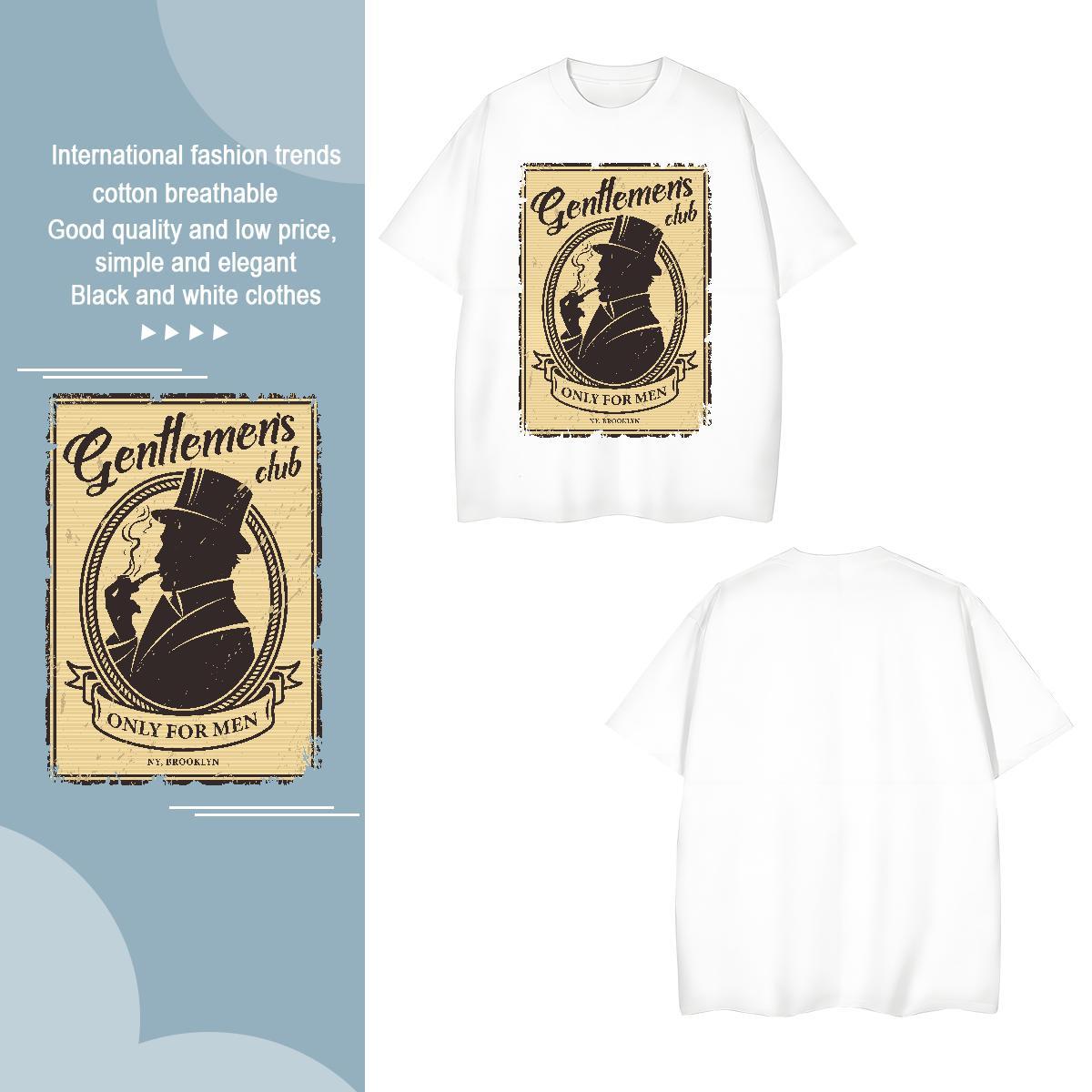 Mens T Shirts 230g Cotton portrait Outdoor Short Sleeve O-Neck Oversized Men Tees Fashion Cool Design Tops Shirt