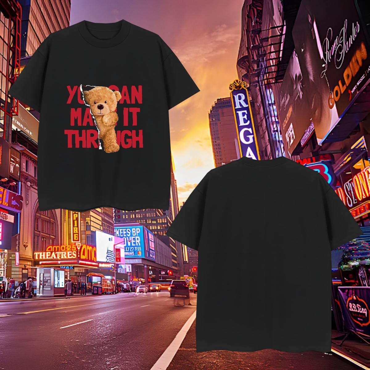 Comfortable Men Tops Tees 230g Cotton bear T shirt Home Outdoor Short Sleeve O-Neck Custom Big Size 2024 New Tees Shirts