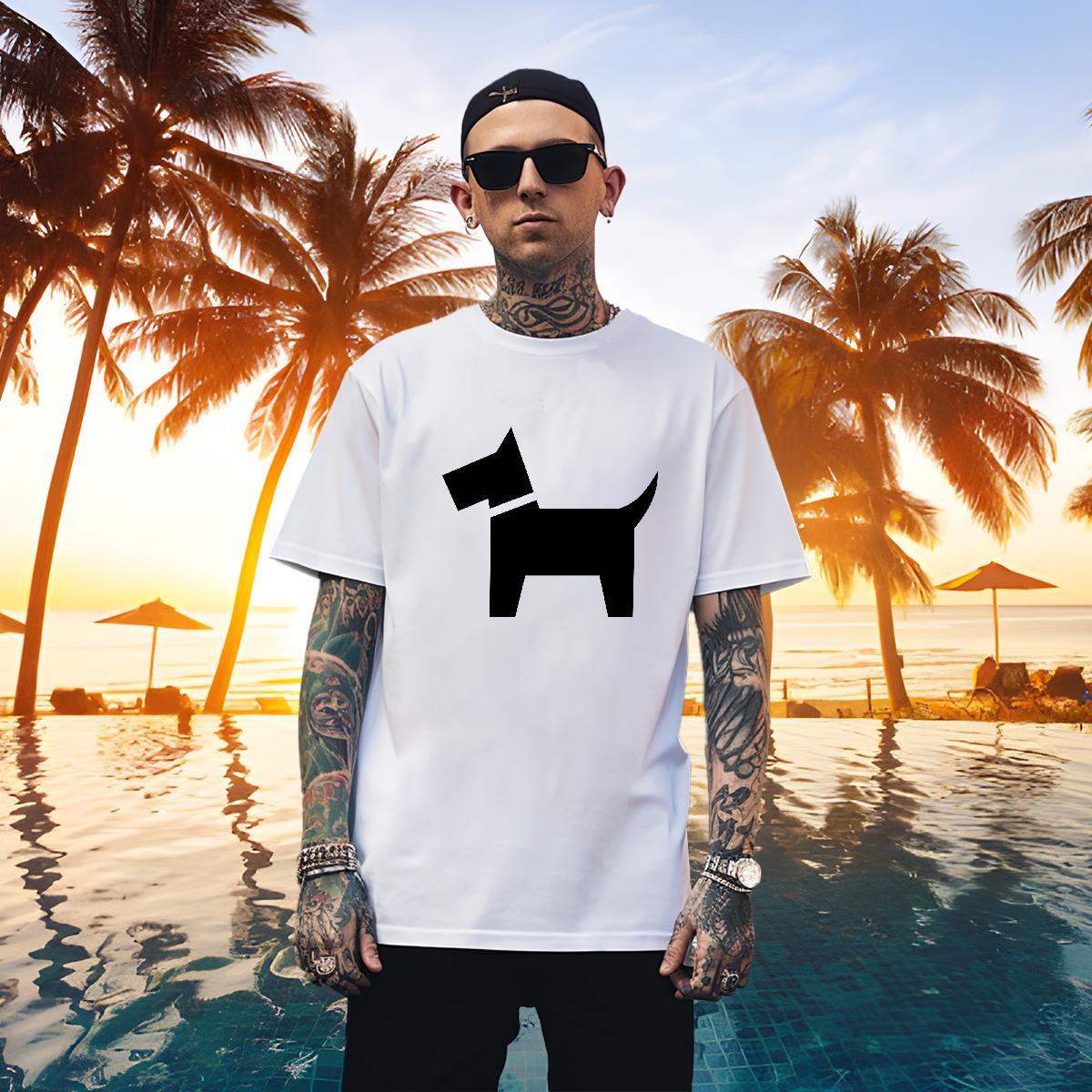 Soft Men Tshirts 230g 100% Cotton Dog T-Shirts Sport Breathable Crew Neck DIY New Tees Shirts