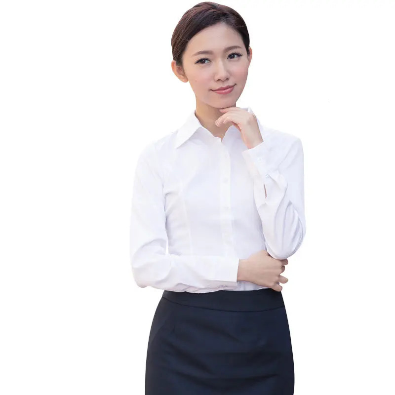 Womens White Shirt Spring Autumn Korean Fashion Student Shirt Professional Women Clothing Long Sleeve Shirts and Blouses 240806
