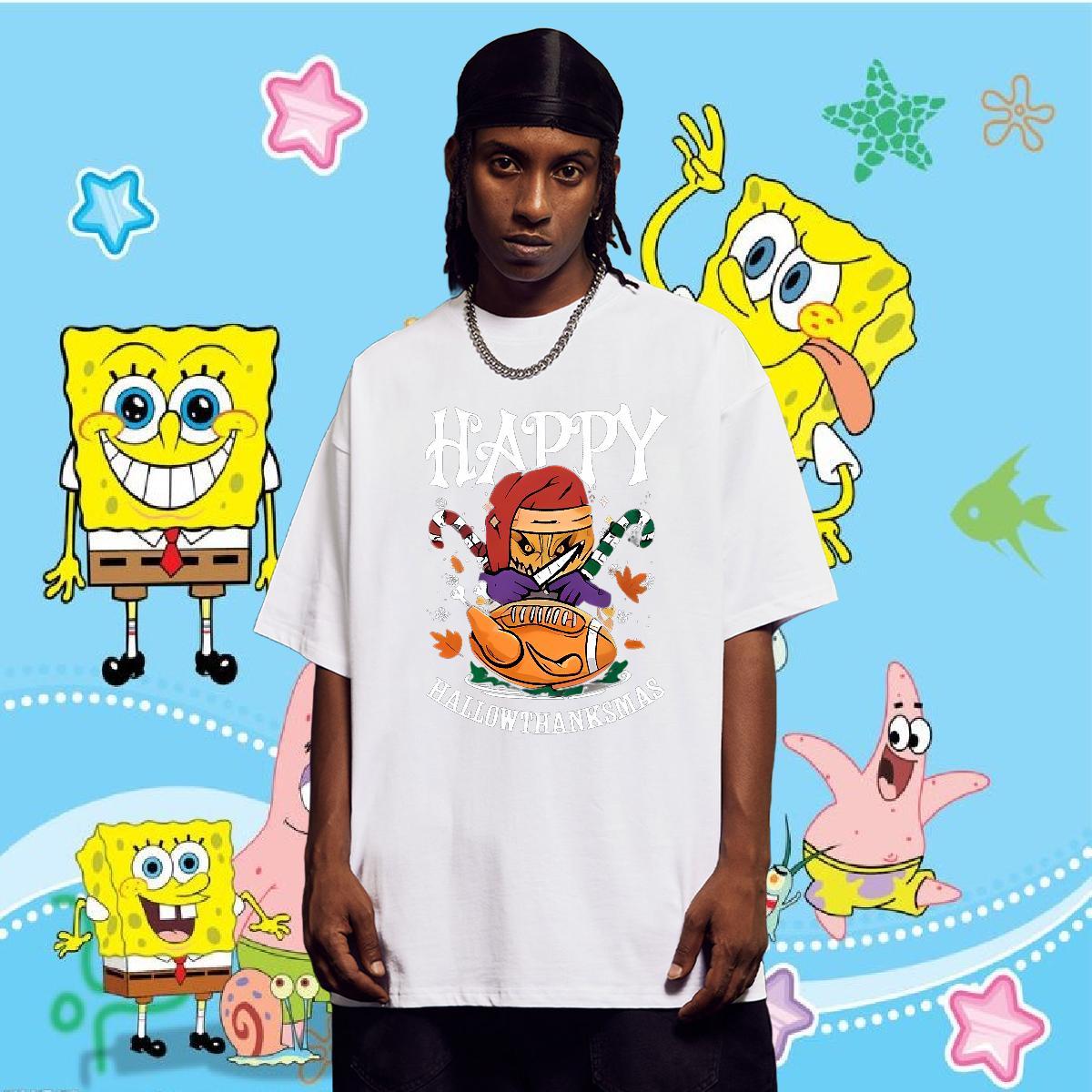 Fashion T-Shirts 100% Cotton 230g halloween Anime Printing Street Wear Round Neck Short Sleeve Brand Men Tees Asian Size