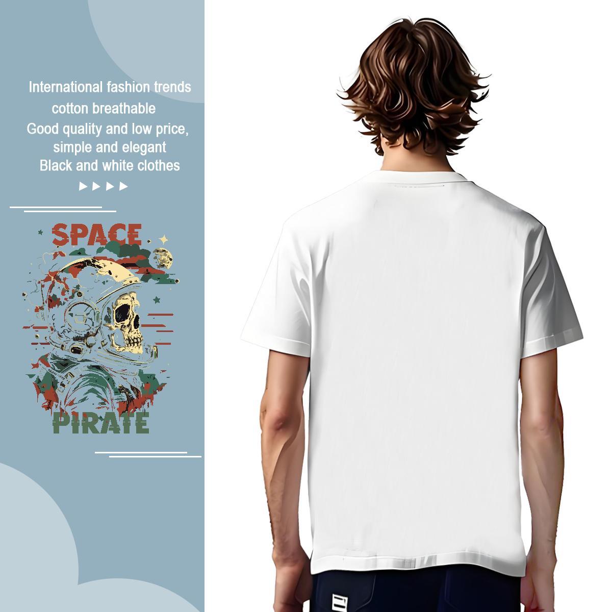T-Shirts for Men 230g 100% Cotton spaceman Hip Hop Street Breathable Soft Oversized 3XL 4XL Mens Tshirts New Arrival Brand Clothings