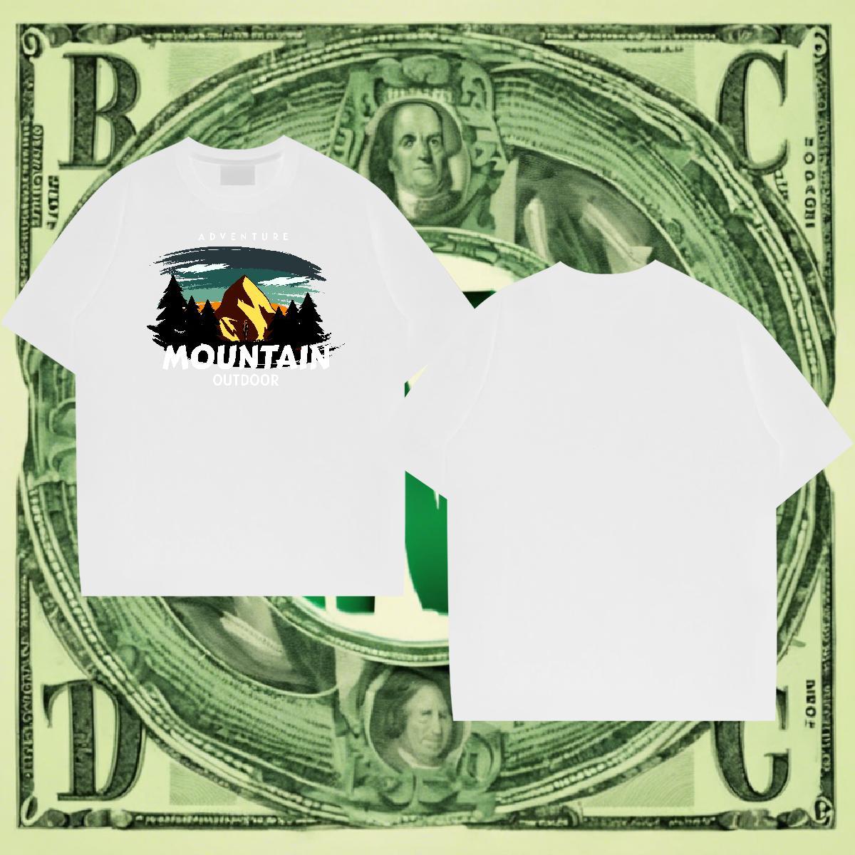 Cool Design Men Clothes T-Shirt 230g Pure Cotton Street Casual mountains White Plus Size Breathable Short Sleeve DIY Customized Men T Shirts Tshirts