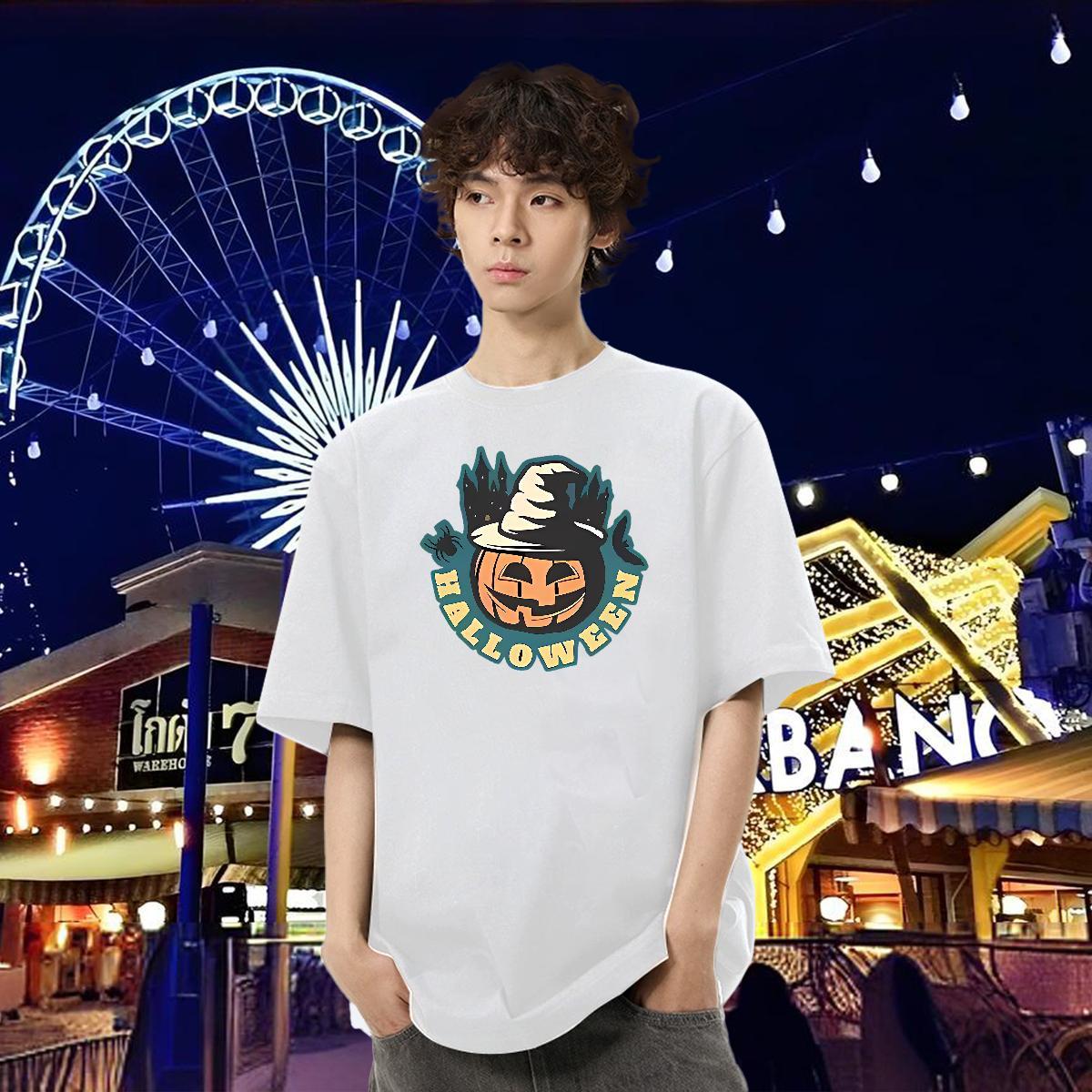 New Designer T-Shirts 230g Cotton halloween Casual Tops Tees Short Sleeve O-Neck High Quality Men Tops Tees Asian Size