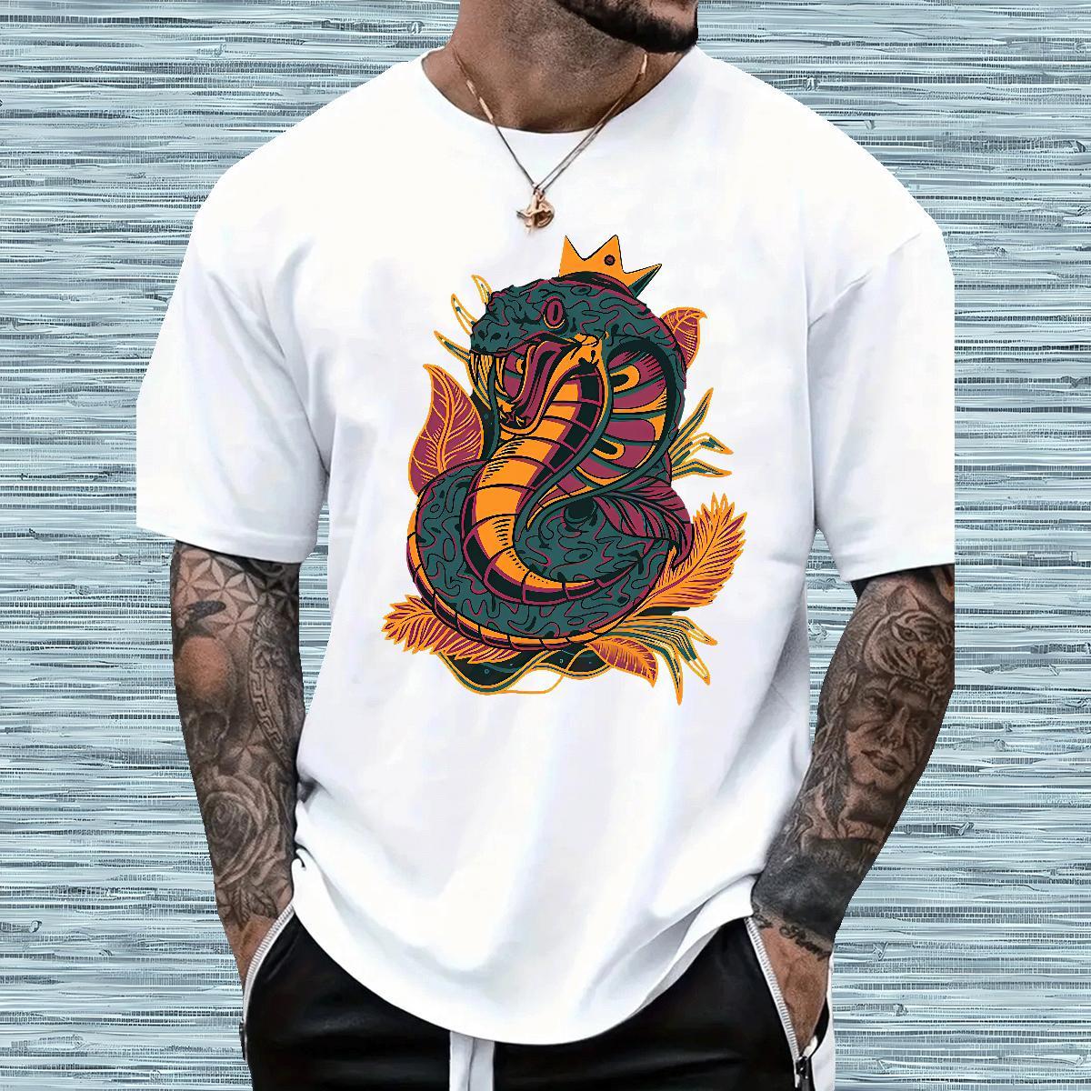 Designer Mens T Shirts 230g 100% Cotton snake Street Wear Breathable Crew Neck Brand Men Tees Custom Print Oversized
