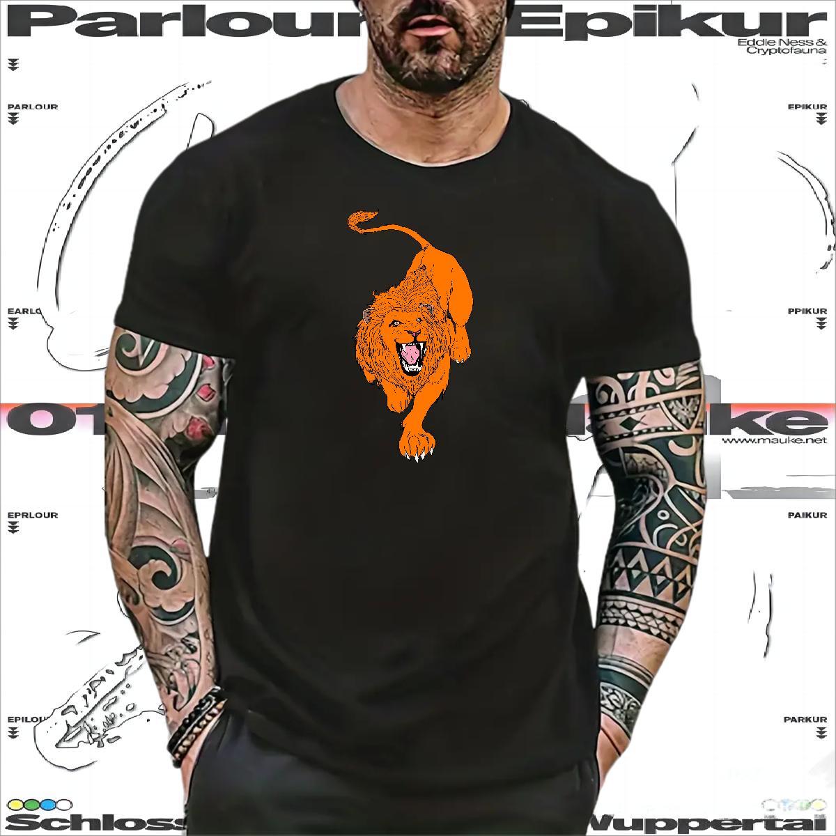 T-Shirts for Men 230g 100% Cotton tiger Home Outdoor Short Sleeve O-Neck Anime Tshirts 2024 Loose Fit Tops Shirt