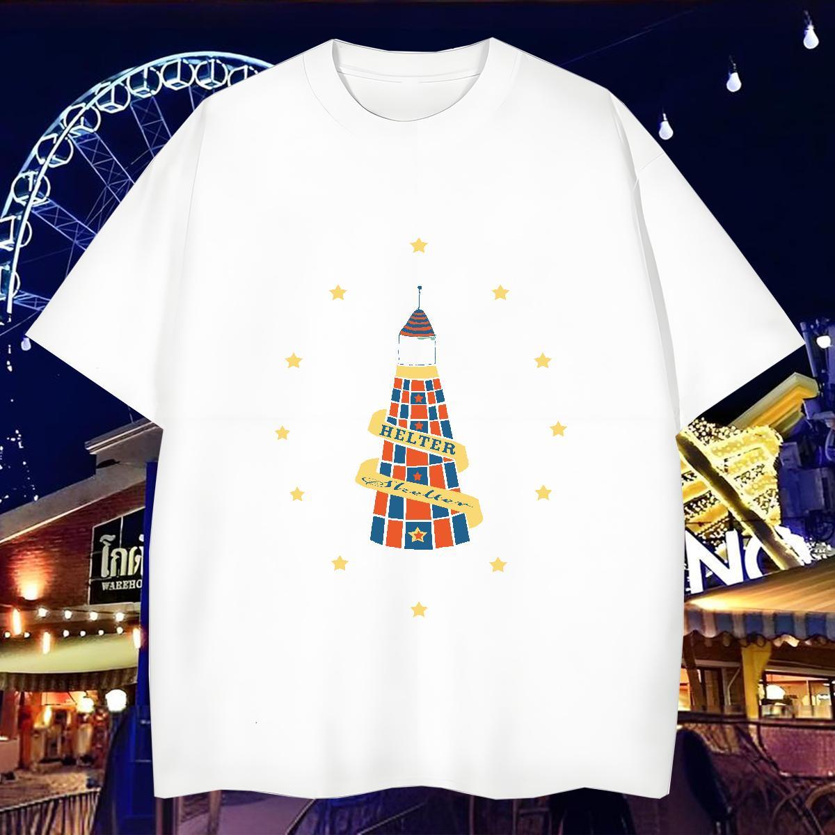 T Shirts Men 230g 100% Cotton tower Beach Breathable Oversized 3XL 4XL Men Clothes T-Shirt Brand Designer Tees Shirts