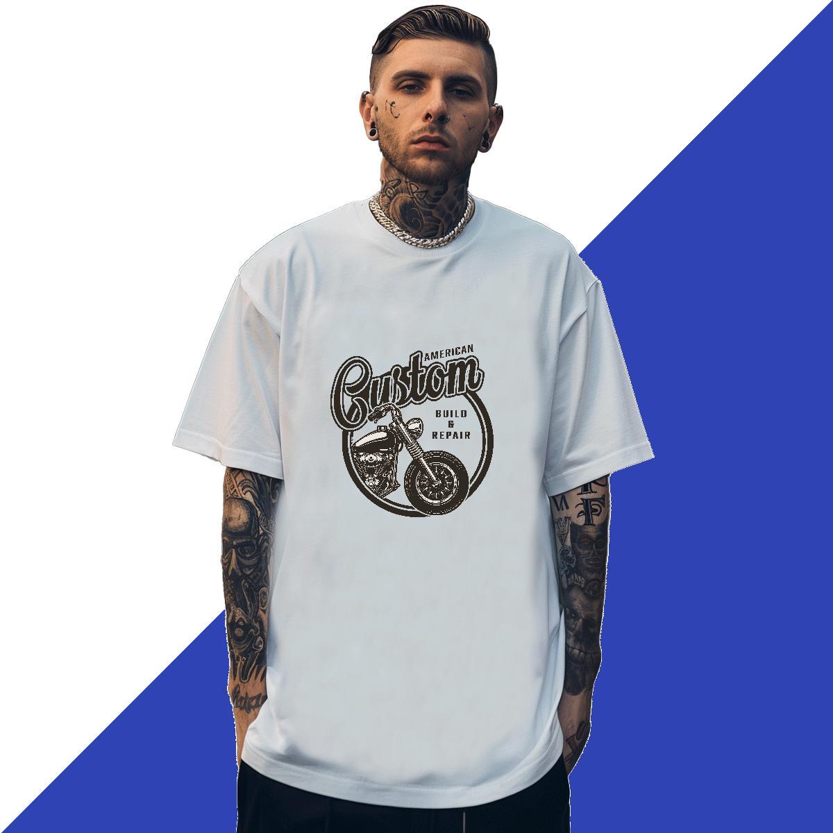 Cool Mens Tshirts 230g Cotton Casual Daily Wear Motorcycle Custom Printing Pure Cotton Fashion Casual T Shirts Men Tops Tees