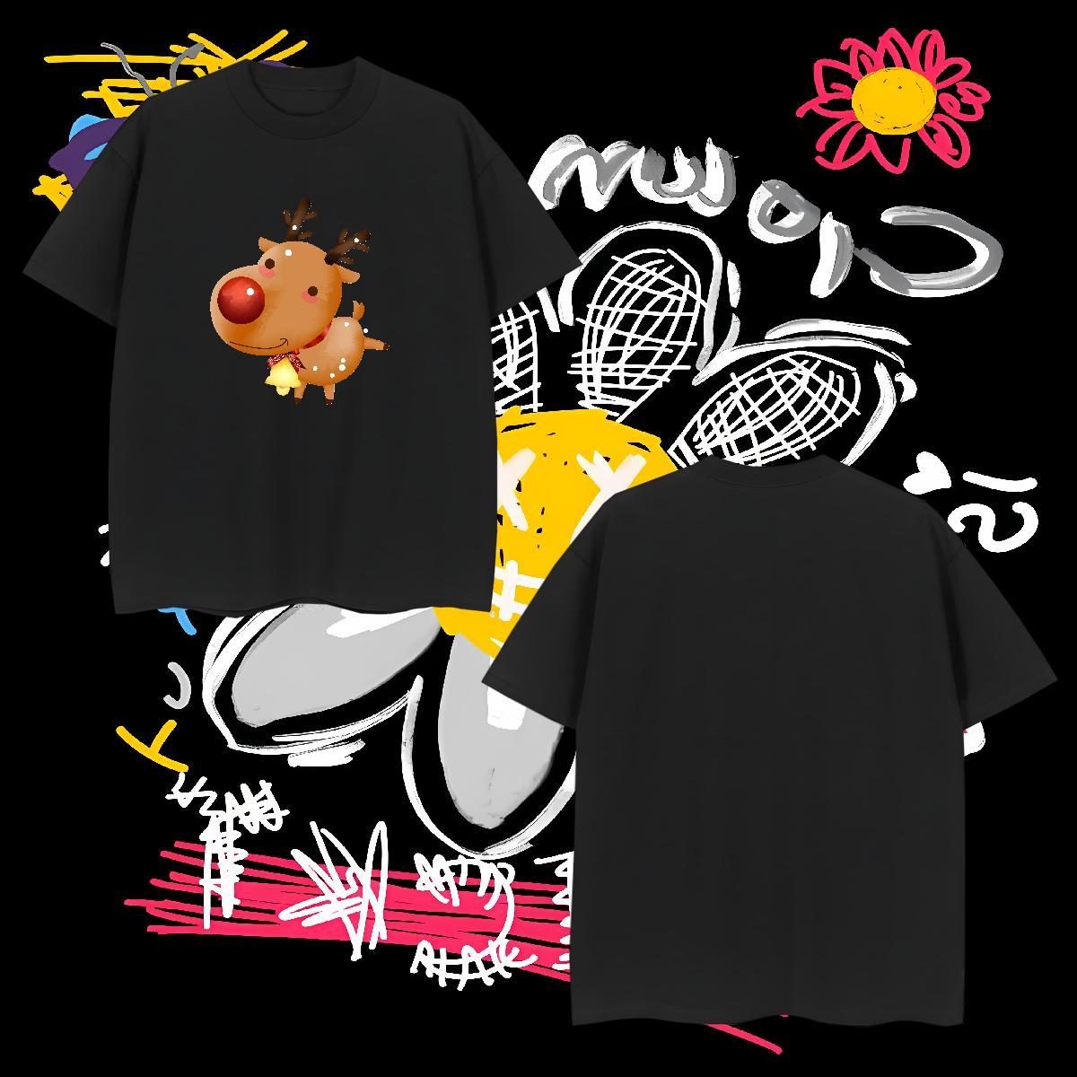 2024 DIY Man T Shirts 230g Pure Cotton Christmas Street Wear Tshirts Breathable Short Sleeve Popular Couples T Shirts Custom Cartoon