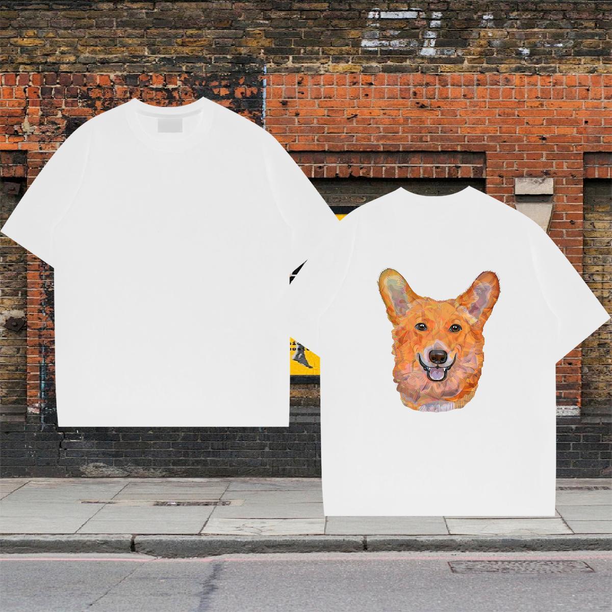 Designer T Shirt For Man 230g 100% Cotton dog Casual Tees Shirts Short Sleeve O-Neck TOP Quality Tshirt for Man Woman White Plus Size