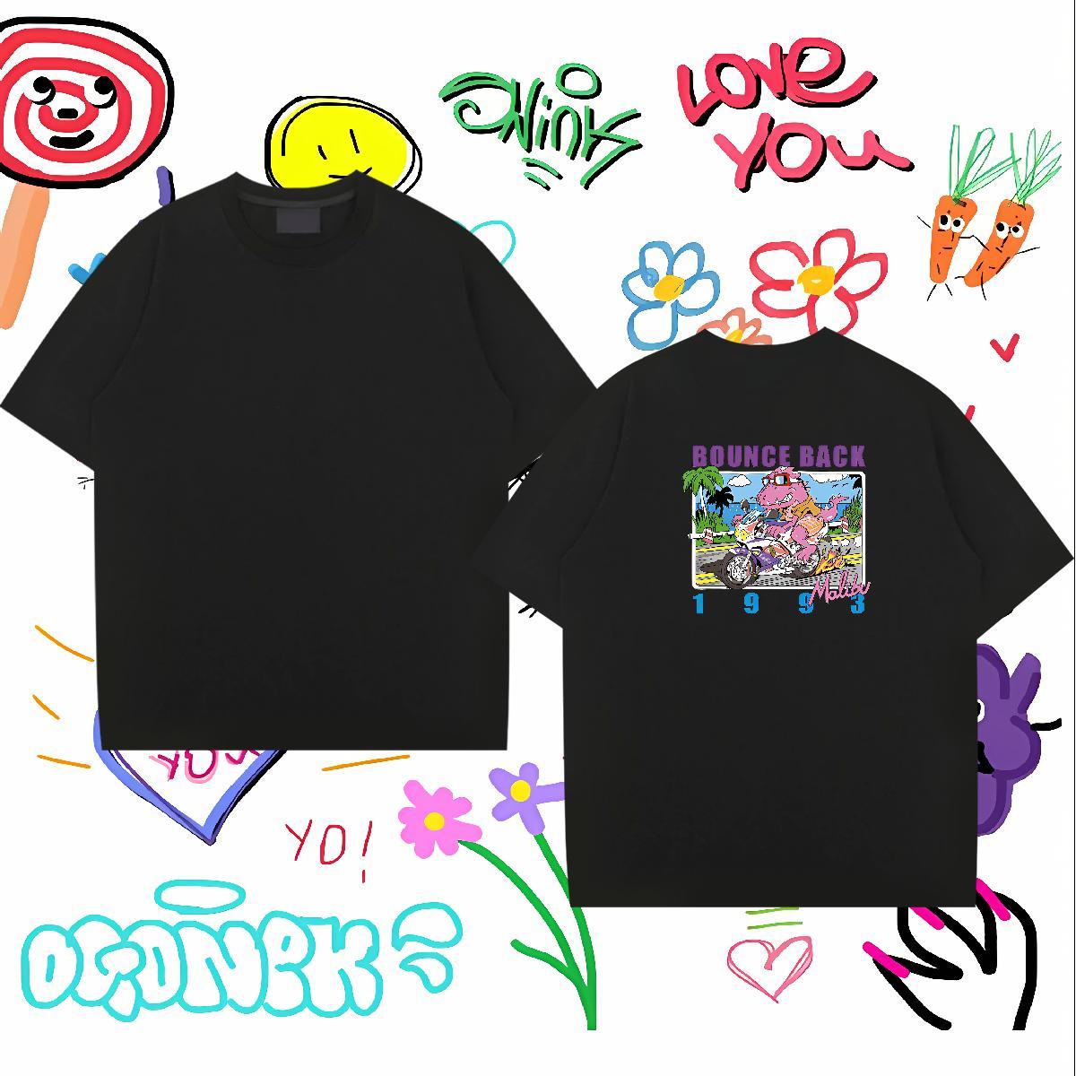Fashion Casual T shirt 230g Cotton dinosaur Beach Tops Shirt Breathable Short Sleeve Unisex Mens Tshirts DIY Logo Oversized