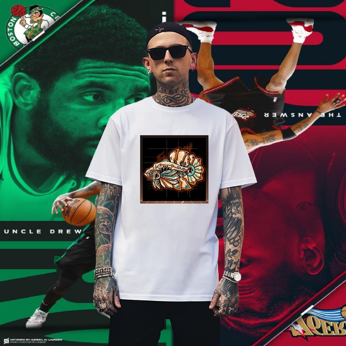 Wholesale Men Tshirts 100% Cotton 230g Robotic fish T-Shirts Street Crew Neck Breathable White Plus Size 2024 New Tees