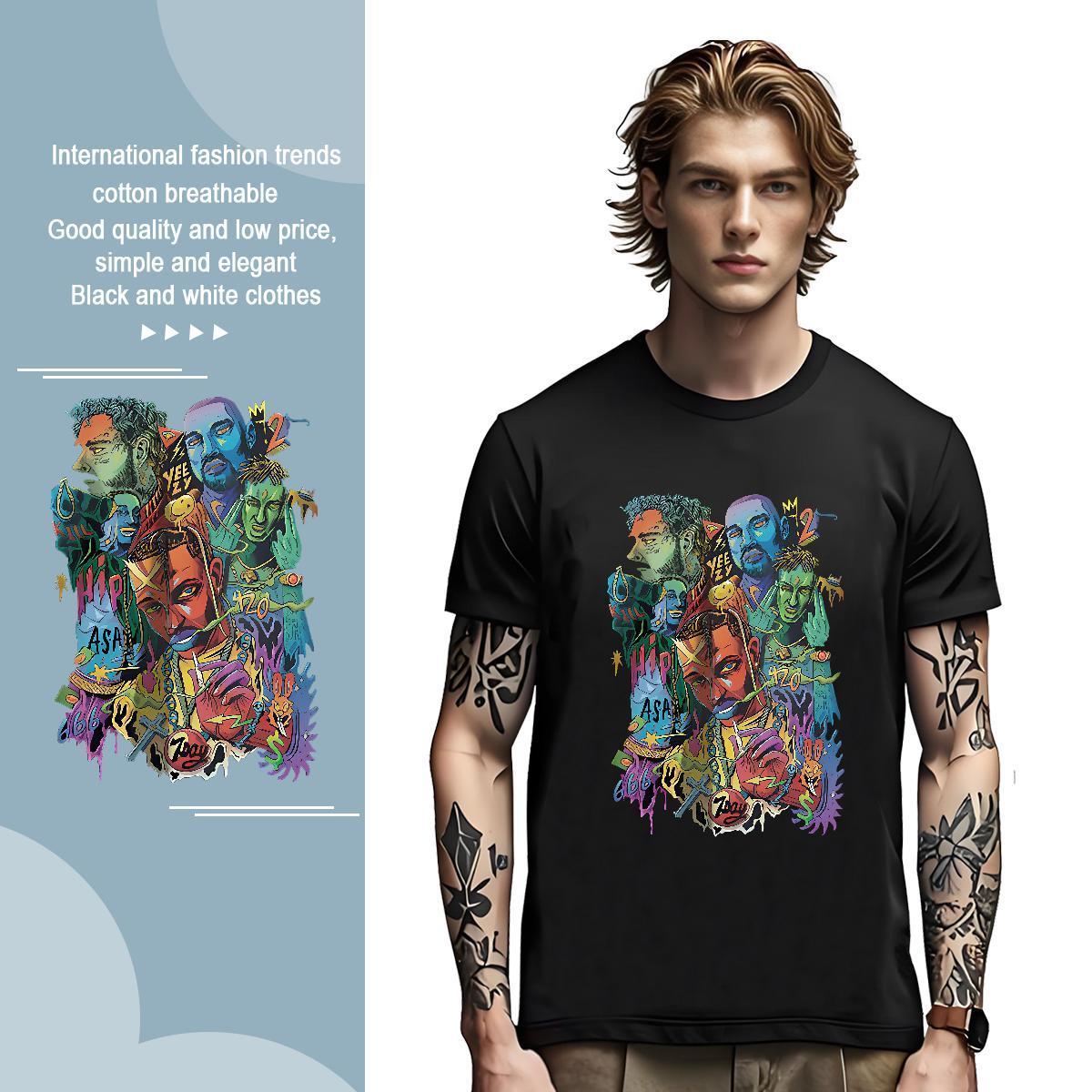 T Shirts Men 230g Pure Cotton portrait Street Wear Crew Neck Breathable Anime Print Couples T Shirts Designer Fashion Free Shipping Tee Shirt