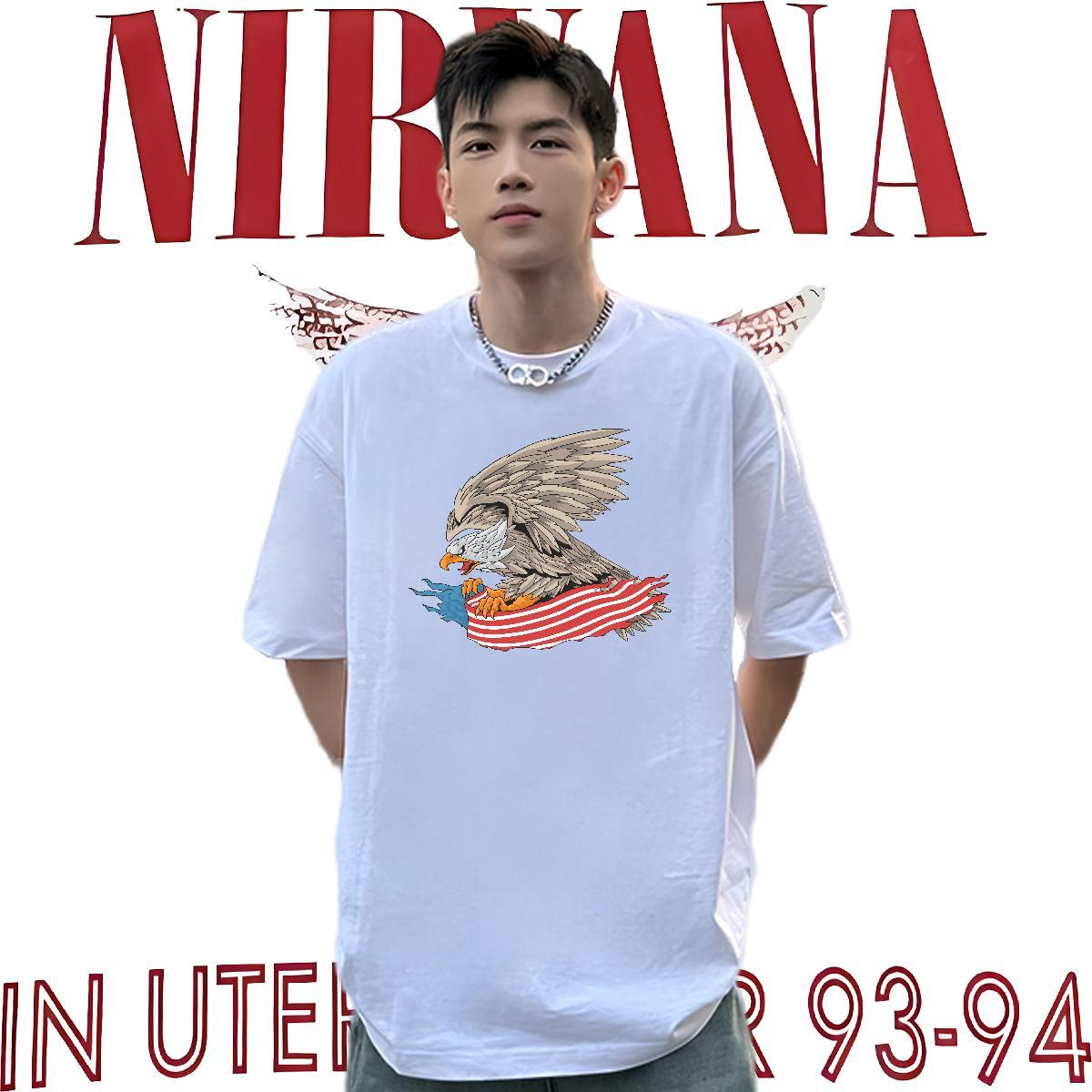 Free Shipping T Shirts Men 230g 100% Cotton eagle Daily Wear Tops Shirt Short Sleeve O-Neck Cool Design Men Tops Tees Customized