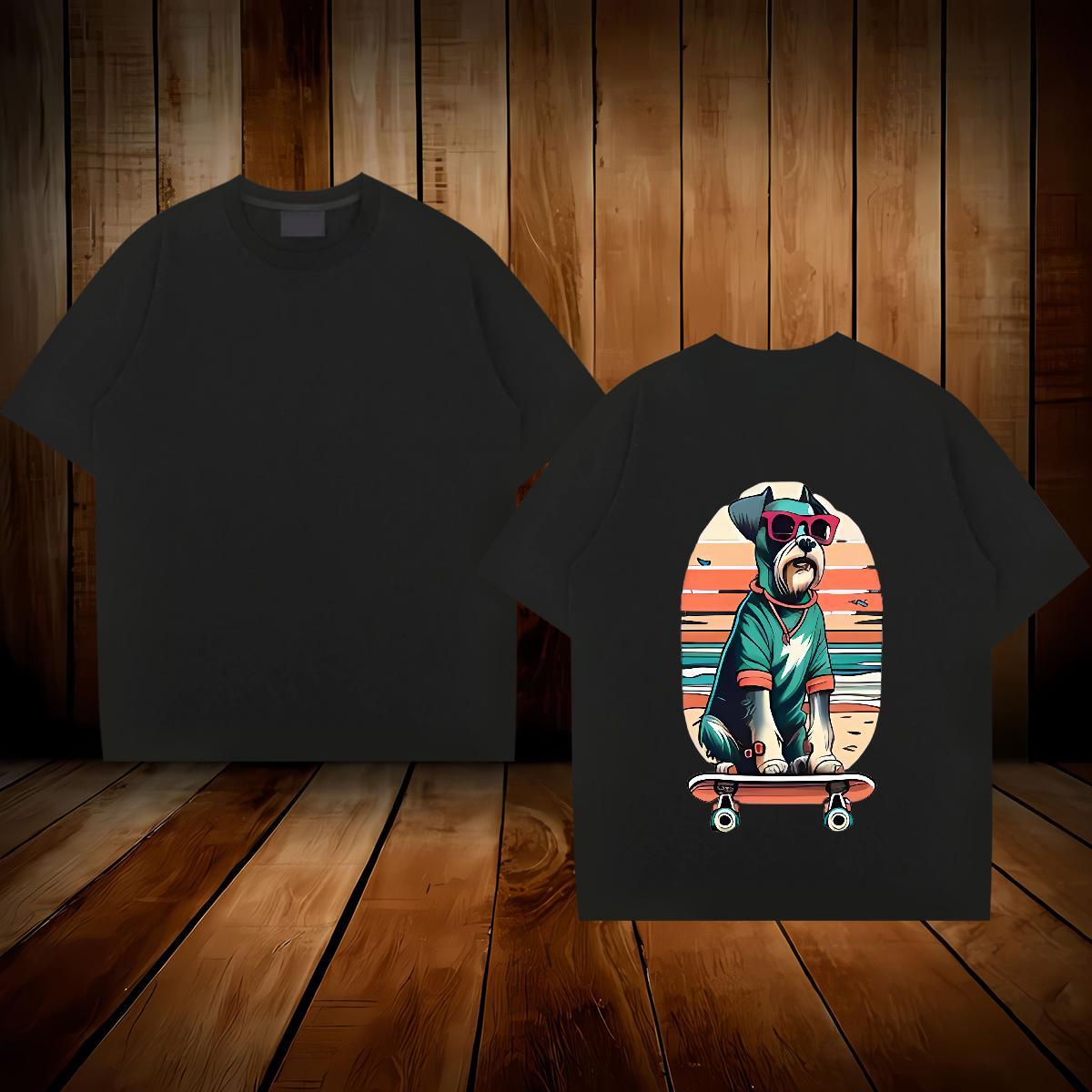 2024 Men T Shirts 230g Cotton dog Summer Casual Tshirts Breathable Short Sleeve Classic Men Tshirts Oversized