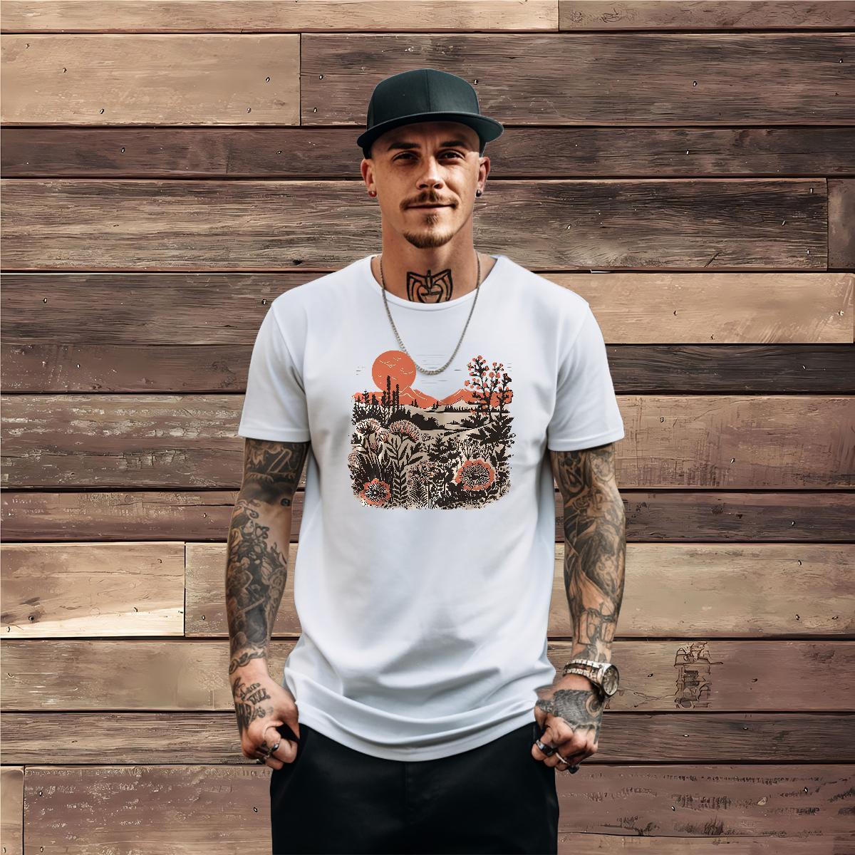 Free Shipping T Shirt For Man 230g 100% Cotton tree Daily Wear Top Tees Crew Neck Cool Men Clothes T-Shirt Asian Size