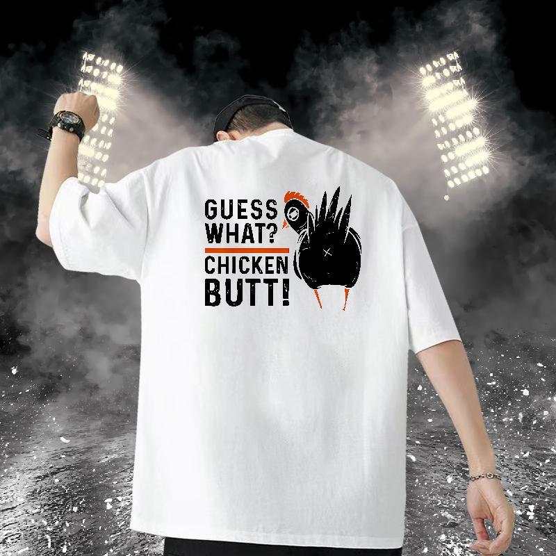 Fashion New T Shirts Men 100% Cotton 230g chicken Anime Printing Street Tees Shirts Pure Cotton Comfortable Men Clothes T-Shirt DIY Anime