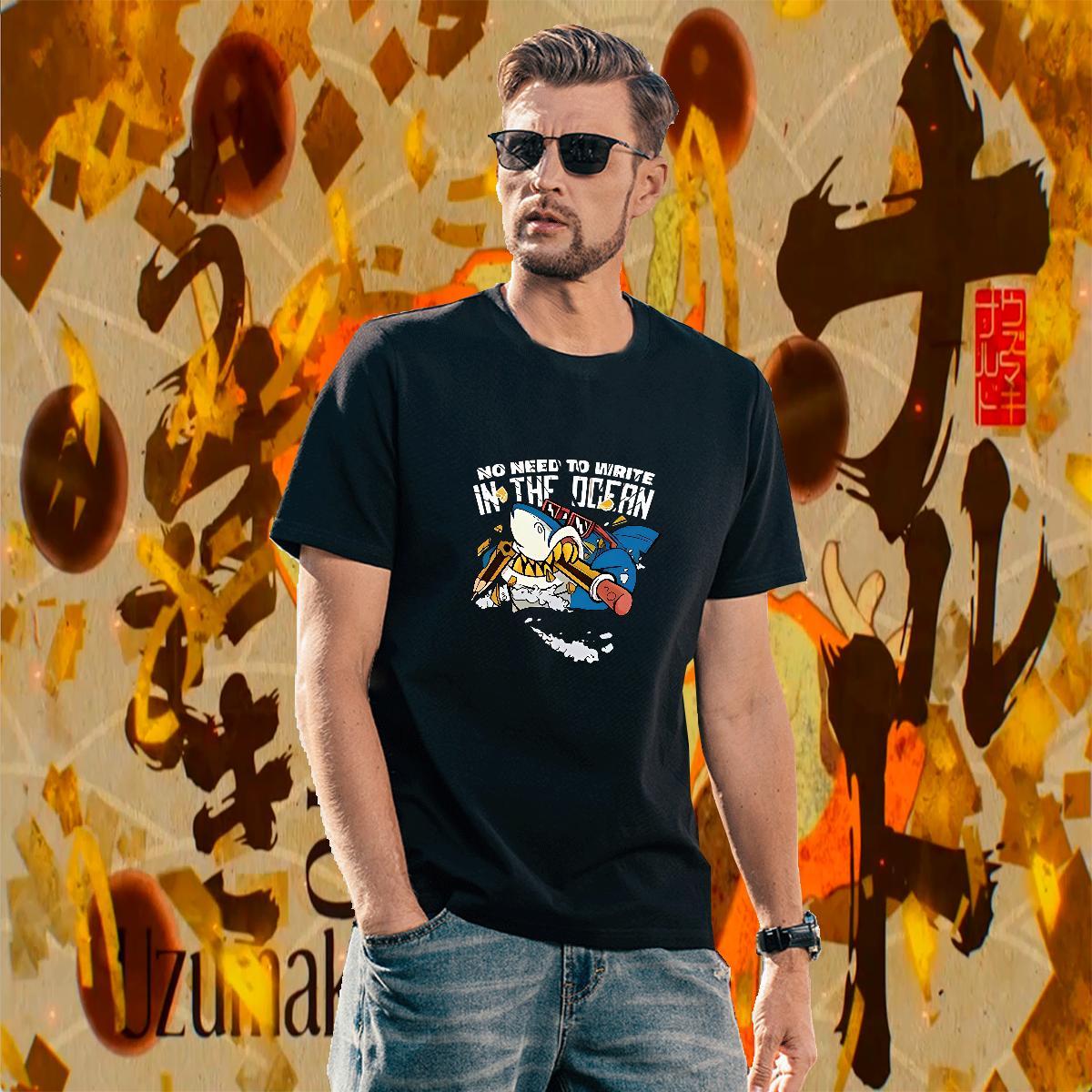 TOP Quality Mens Tshirts 230g Cotton shark Mens T Shirts Anime Printing Street O-Neck Short Sleeve Customized Print Free Shipping Tees