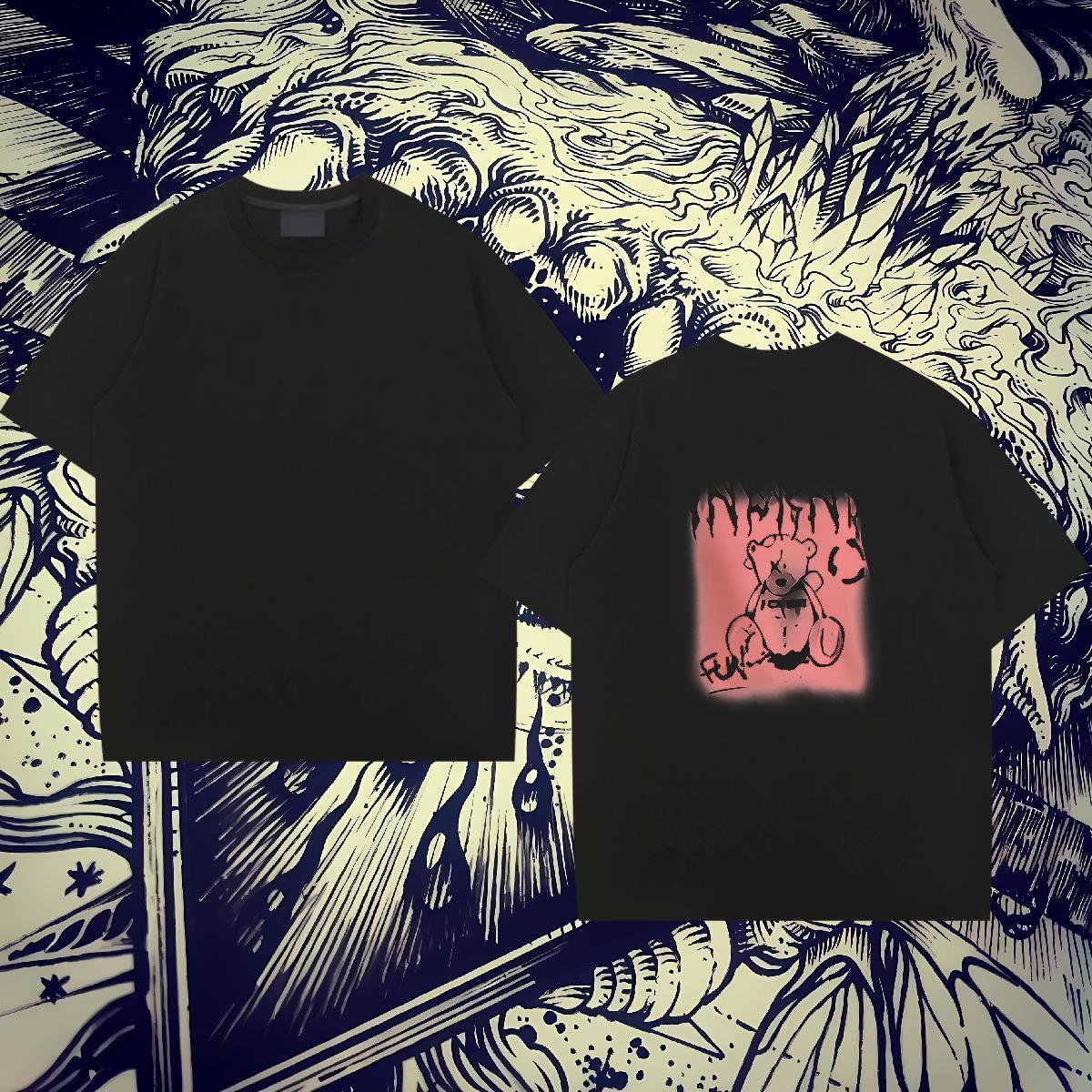 2024 New Man T Shirts 230g Cotton bear Street Casual Tee Shirt Crew Neck Comfortable Men Tees Custom Big Size