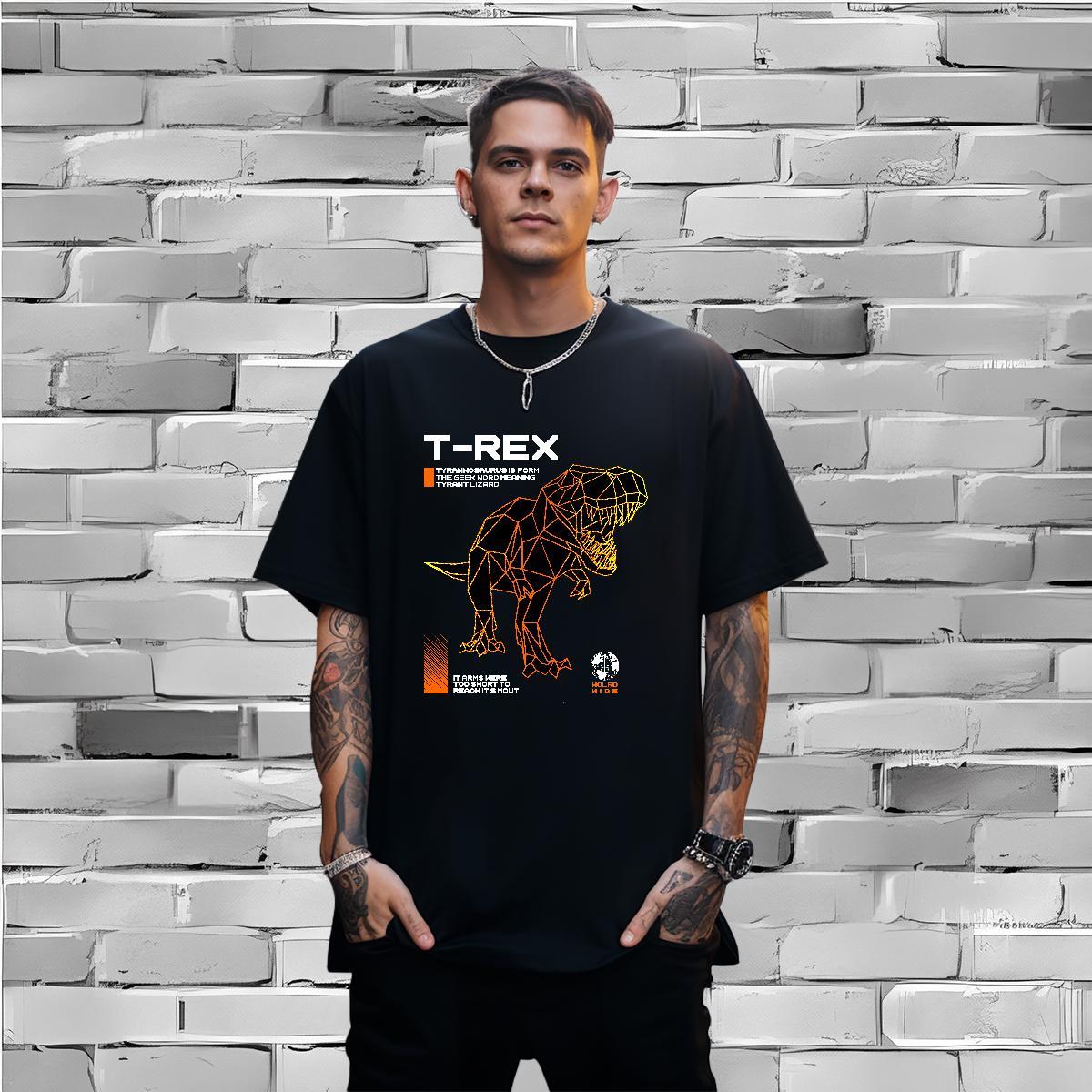 T Shirts Men 230g Pure Cotton dinosaur Home Outdoor Breathable Crew Neck Plus Size Custom Men Tees Classic Popular Clothings