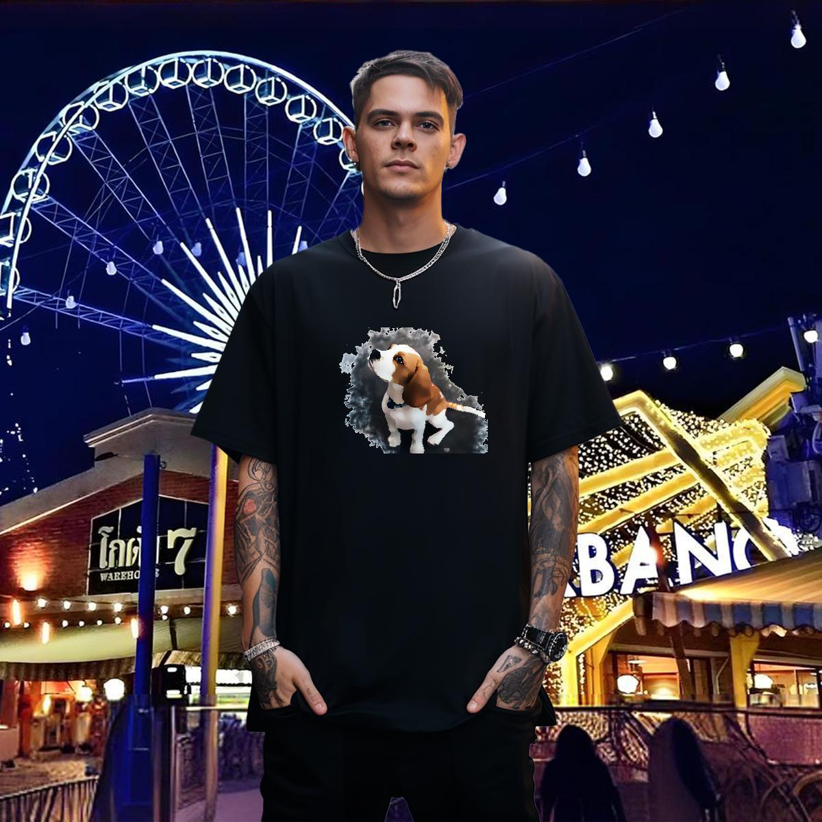 T shirt 230g 100% Cotton dog Street Crew Neck Asian Size Couples T Shirts Classic Designer Polos