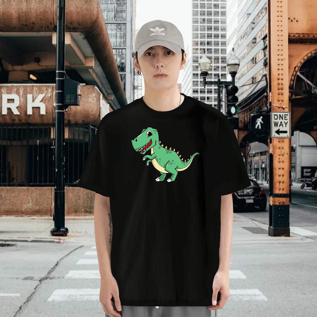 T-Shirts for Men 230g Pure Cotton dinosaur Sports Casual Breathable Floral Print Men Tees New Designer Free Shipping Clothes