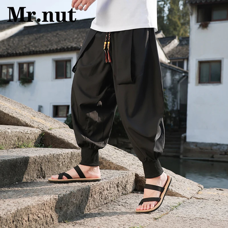 Mrnut Hip Hop Ice Silk Loose Harem Pants Mens Stylish Clothing Oversize Wide Leg Lantern Unisex Baggy Trousers Joggers 240806
