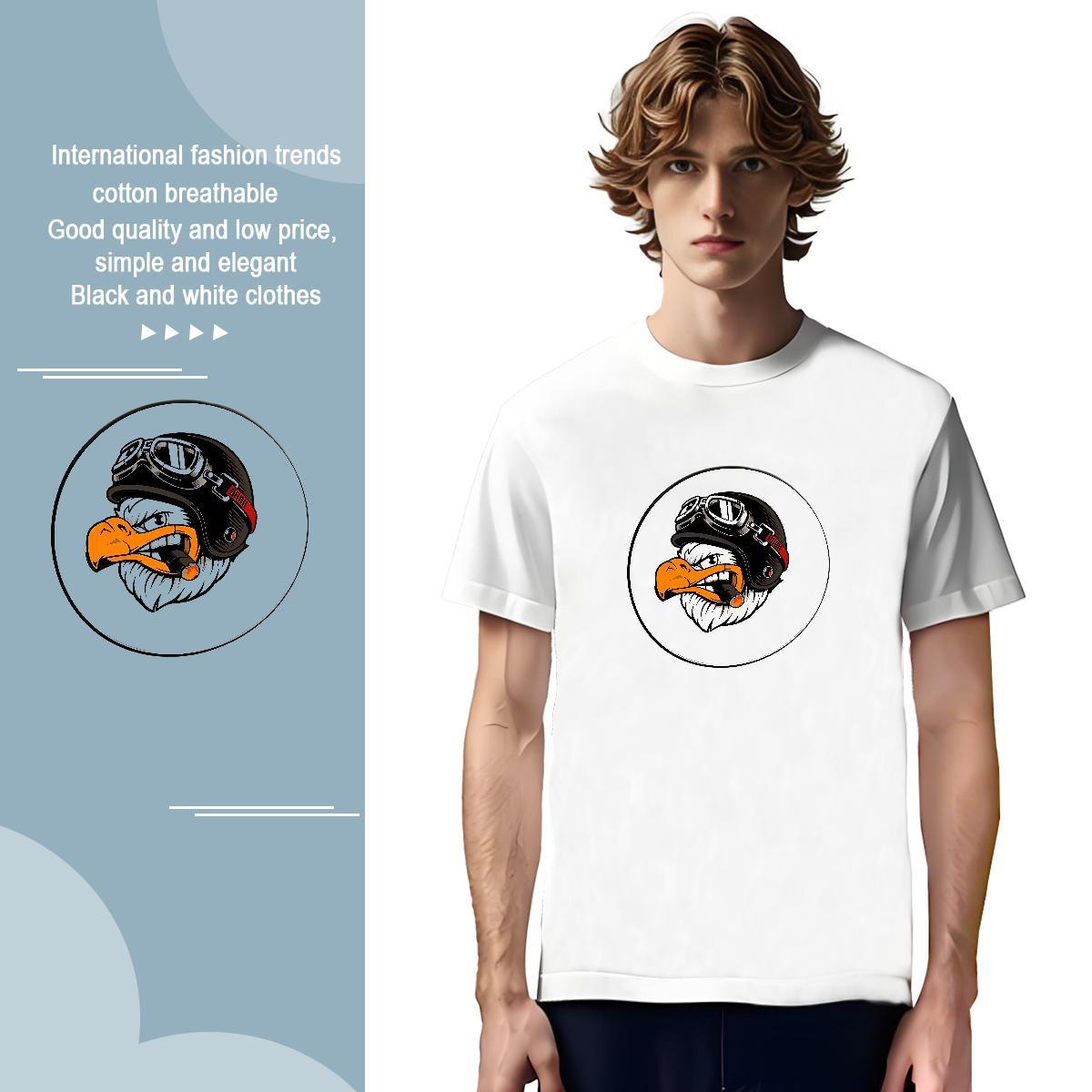 Unisex Couples T Shirts 230g 100% Cotton eagle T-Shirts Casual Daily Wear Crew Neck Breathable Asian Size Wholesale Tees