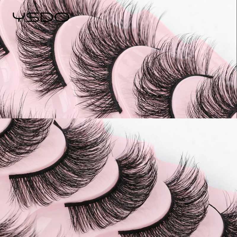 Eyelash 3/5/10 Double False Eyelash 3D Mink Eyelash Russian Striped Eyelash Thick Makeup Dramatic Fluffy False Eyelash Artificial Cilios W240803