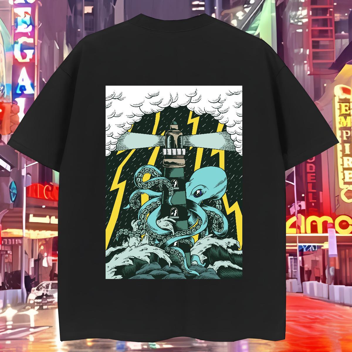 Man T Shirts 230g 100% Cotton octopus Home Outdoor Crew Neck Breathable DIY Printed Tshirt for Man Woman 2024 DIY Wholesale Tee Shirt