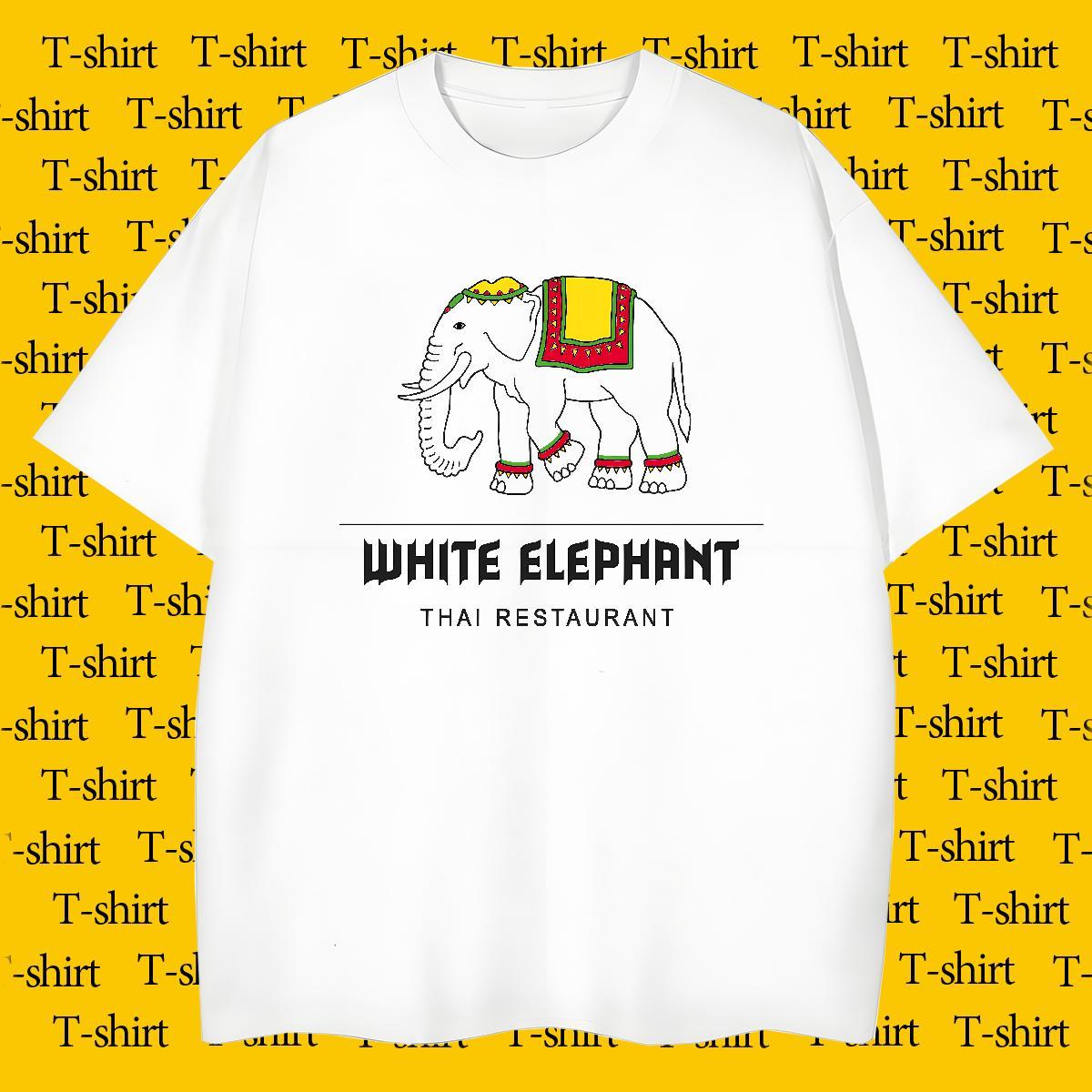 2024 DIY T-Shirts for Men 230g Pure Cotton elephant Casual Wear Short Sleeve O-Neck Loose Men Tees Custom Printing