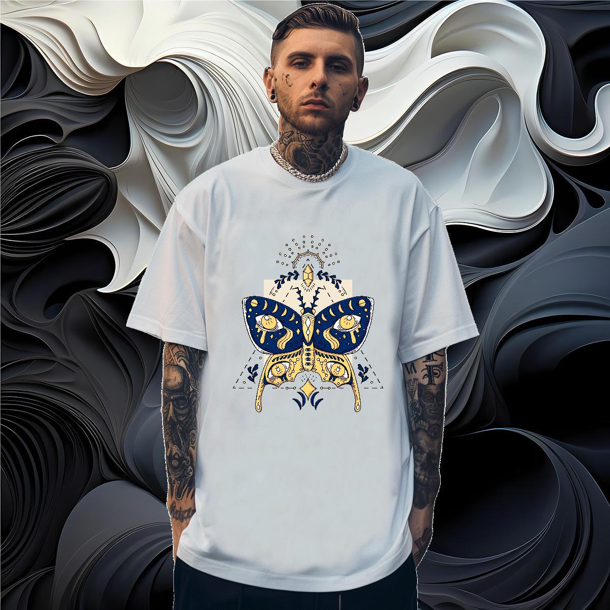 Loose Couples T Shirts 230g 100% Cotton Butterfly T Shirts Men High Street Hip Hop Breathable Soft Oversized New Arrival Clothings