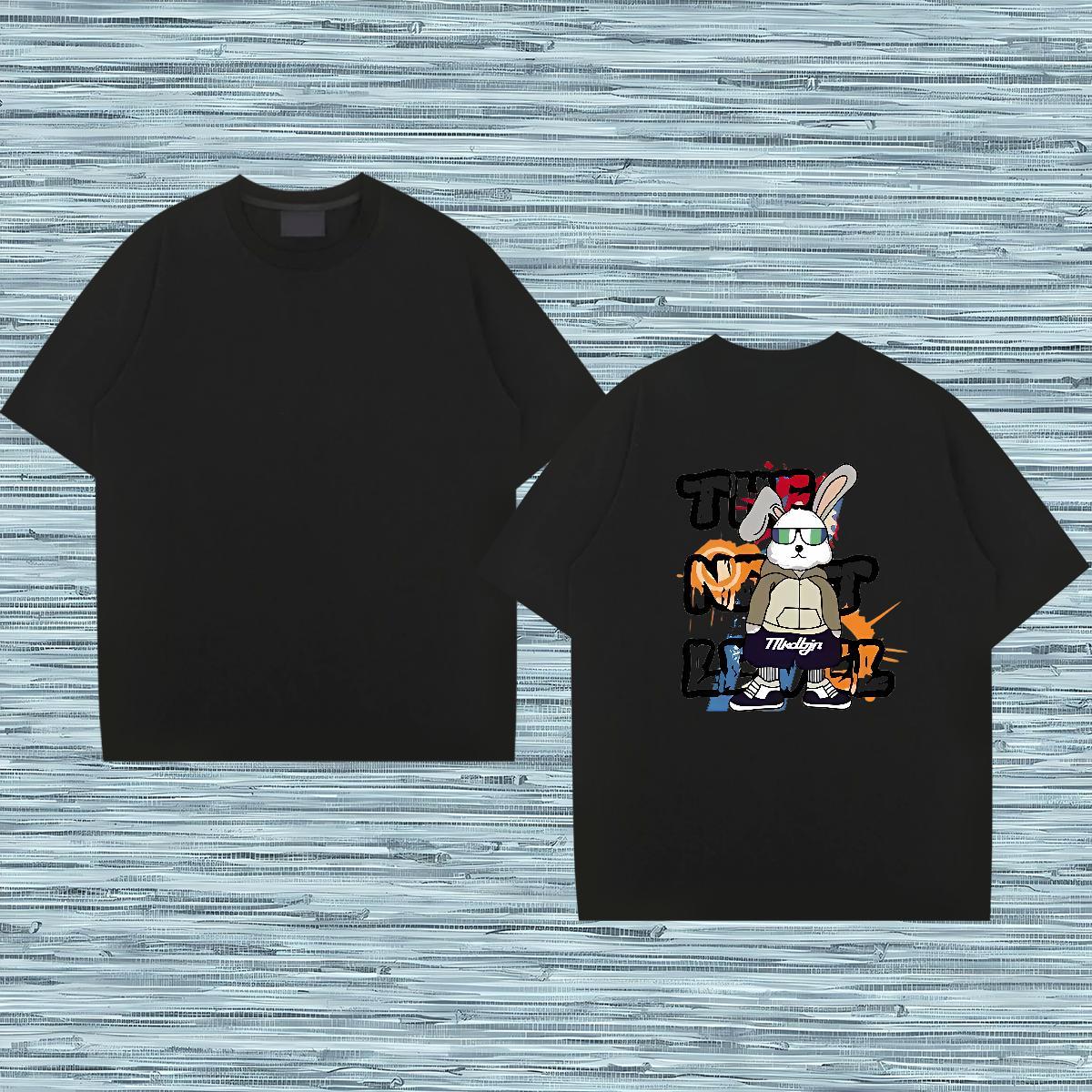 2024 Summer Man T Shirts 230g 100% Cotton rabbit Sports Casual Wear Breathable Short Sleeve High Quality Couples T Shirts DIY