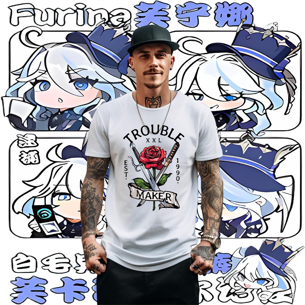 DIY Customized T Shirts Men 230g 100% Cotton rose Street Casual Tshirts Breathable Soft High Quality Tshirt for Man Woman Cartoon Printing L-4XL