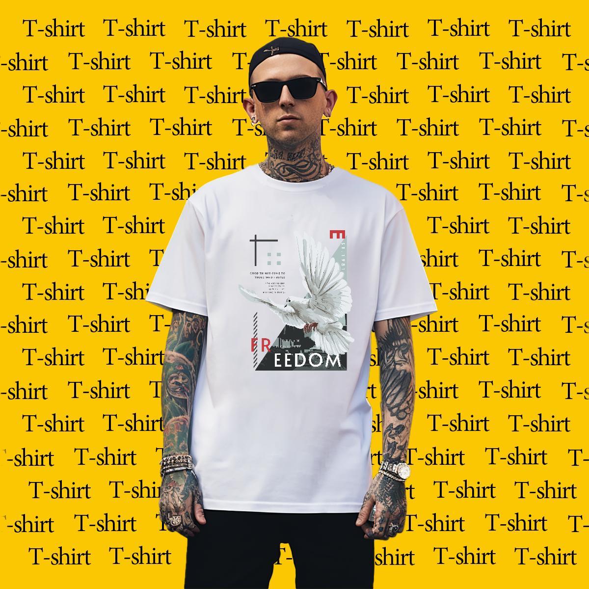 T shirt 230g Cotton eagle Street Casual Crew Neck DIY Printed Men Tees New Arrival TOP Quality Tops