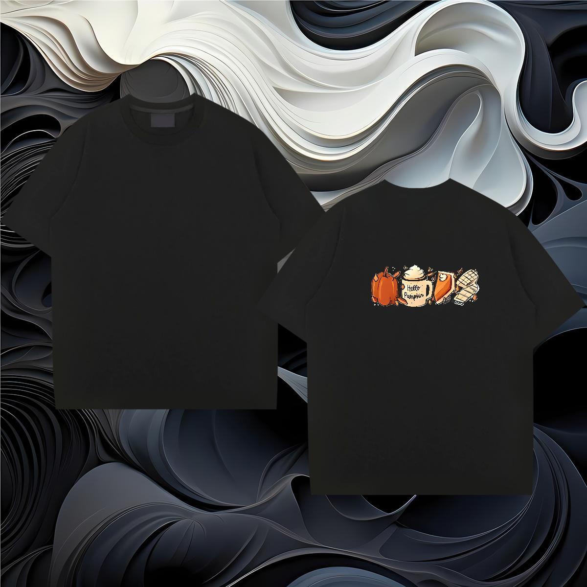 DIY Customized T-Shirts 230g Cotton food High Street Hip Hop Tees Shirts Round Neck Short Sleeve Cool Couples T Shirts Floral Print