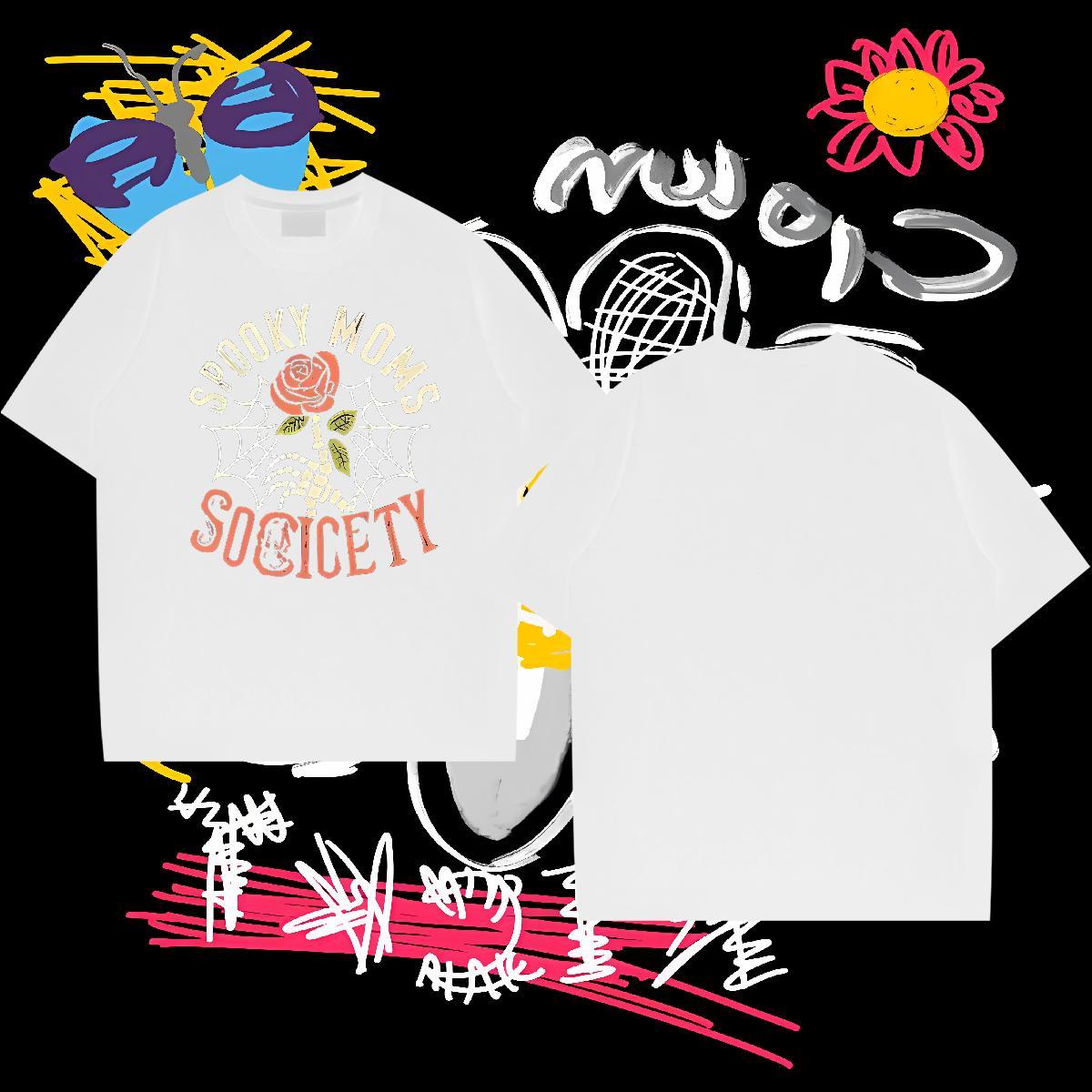 Designer T-Shirts for Men 230g Pure Cotton rose Street wear Hip Hop Tops Shirt Short Sleeve O-Neck Wholesale Men Tees Oversized 4XL