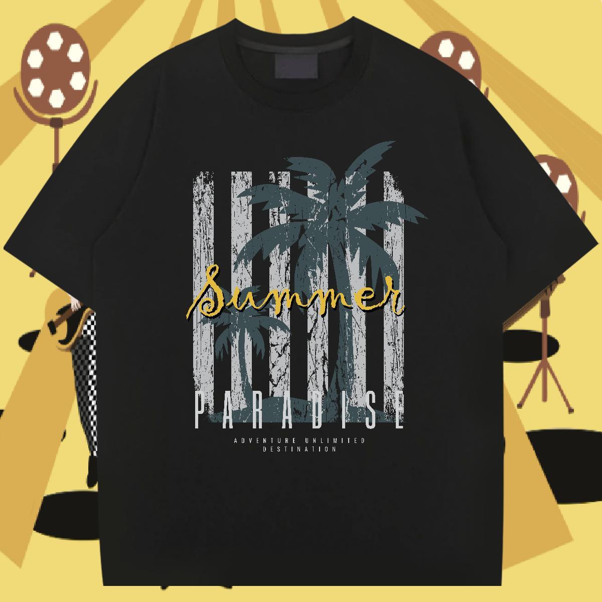 Casual New T-Shirts for Men 100% Cotton 230g tree Hip Hop Street Tops Tees Breathable Soft High Quality Mens Tshirts Plus Size Cartoon