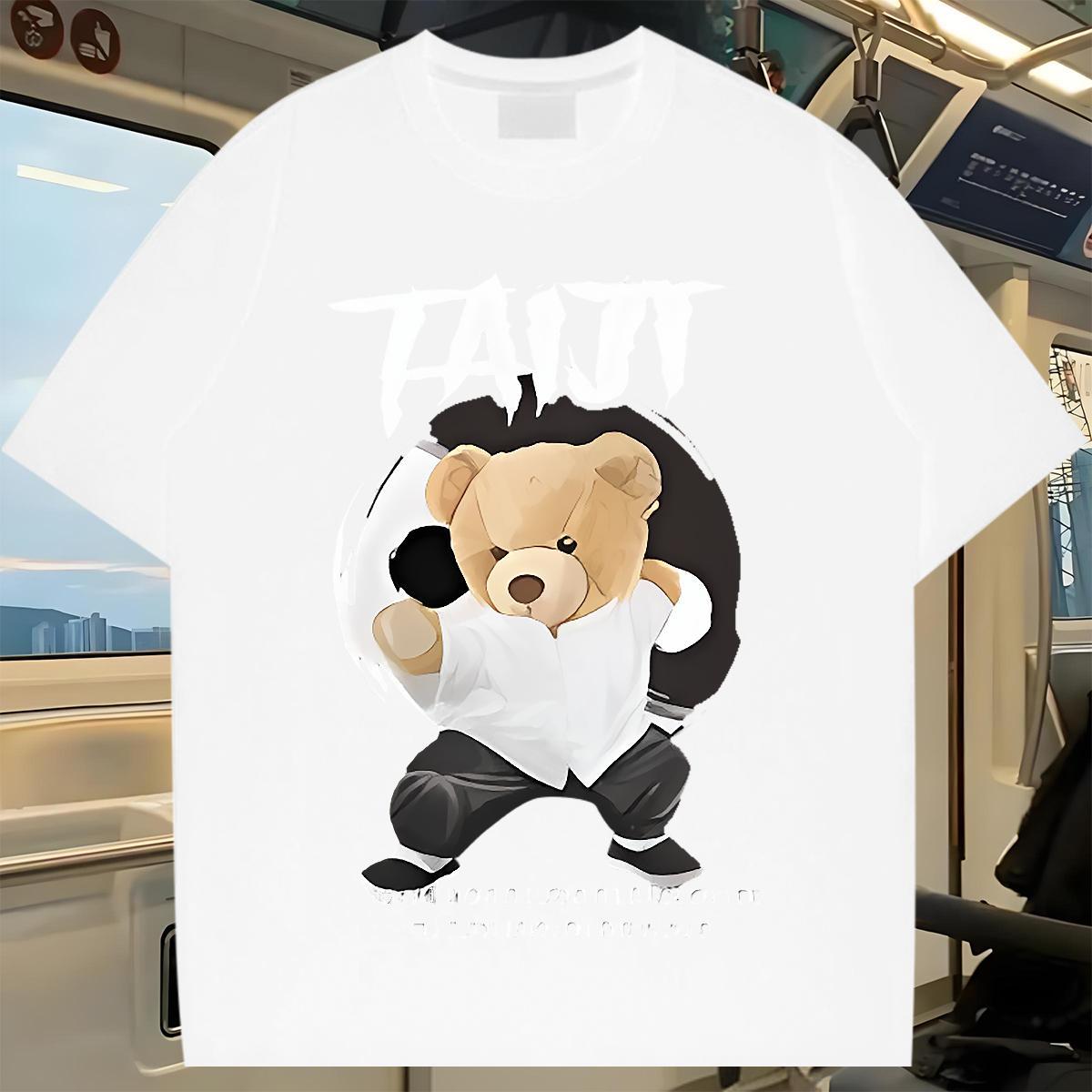 2024 Designer T-Shirts for Men 230g Pure Cotton kongfu Casual Tops Shirt Short Sleeve O-Neck Loose Men Tees Oversized 4XL