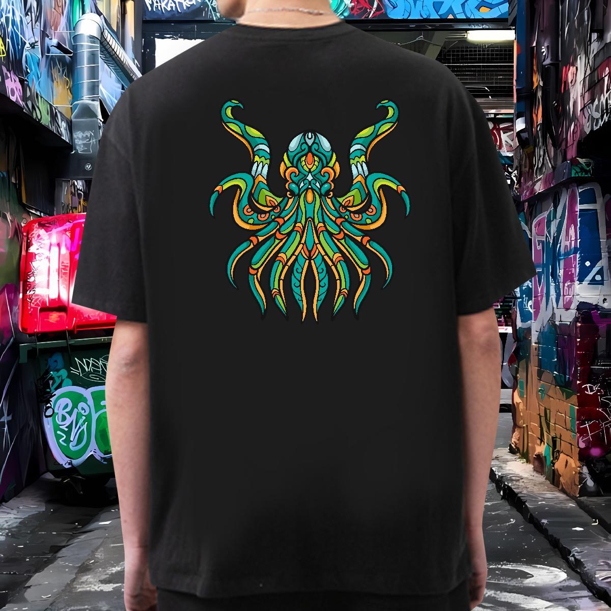 New Arrival T-Shirts 230g Pure Cotton octopus Sports Casual Tee Shirt Breathable Crew Neck Loose Fit Men Tops Tees Plus Size Cartoon