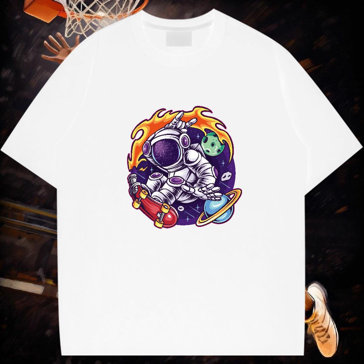 T-Shirts for Men 100% Cotton 230g universe Summer Casual Crew Neck Custom Print Oversized Men Tees New Arrival Cool Tees Shirts