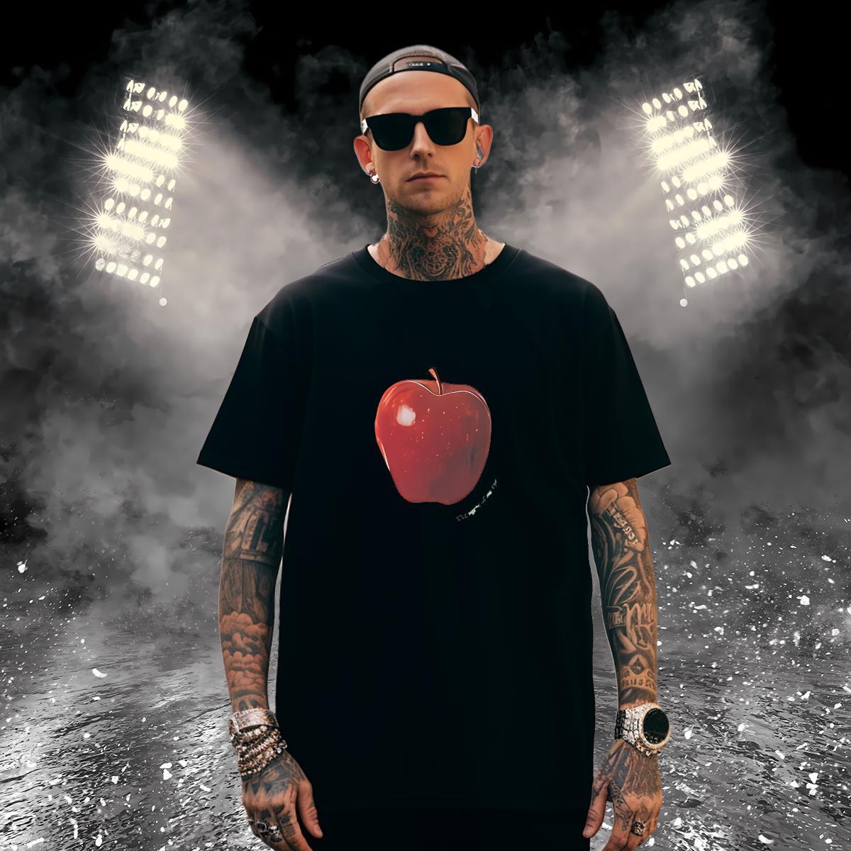 T-Shirts for Men 100% Cotton 230g apple Anime Printing Street Breathable Crew Neck Plus Size Cartoon Men Tshirts New Designer High Quality Tops Shirt