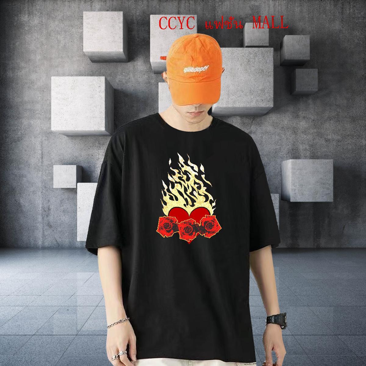 2024 New T-Shirts 230g 100% Cotton painting Spring Summer Top Tees O Neck Short Sleeves Loose Fit Tshirt for Man Woman DIY Printed