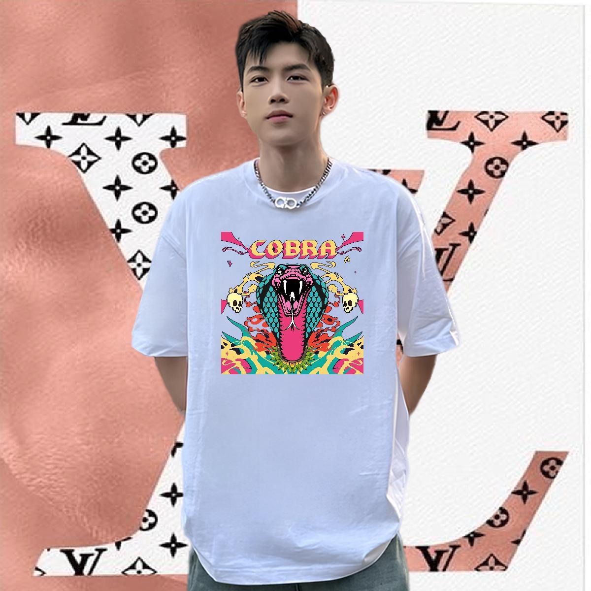 2024 Summer Men T Shirts 230g 100% Cotton skull Casual Tops Tees Short Sleeve Soft Cool Men Tees DIY