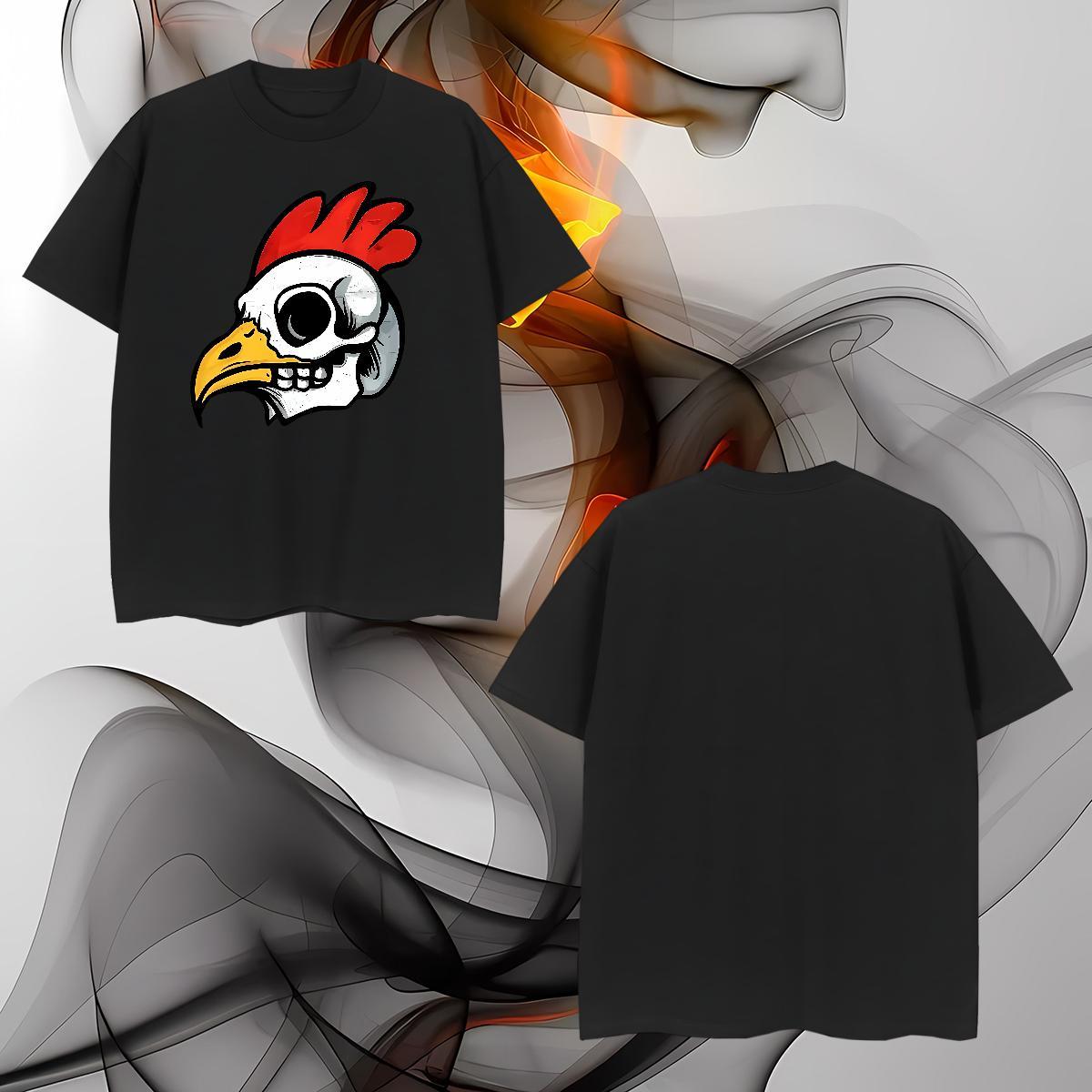 Popular Tshirts 100% Cotton 230g chicken T Shirt For Man Casual Daily Wear Breathable Soft Cartoon Printing L-4XL New Clothes