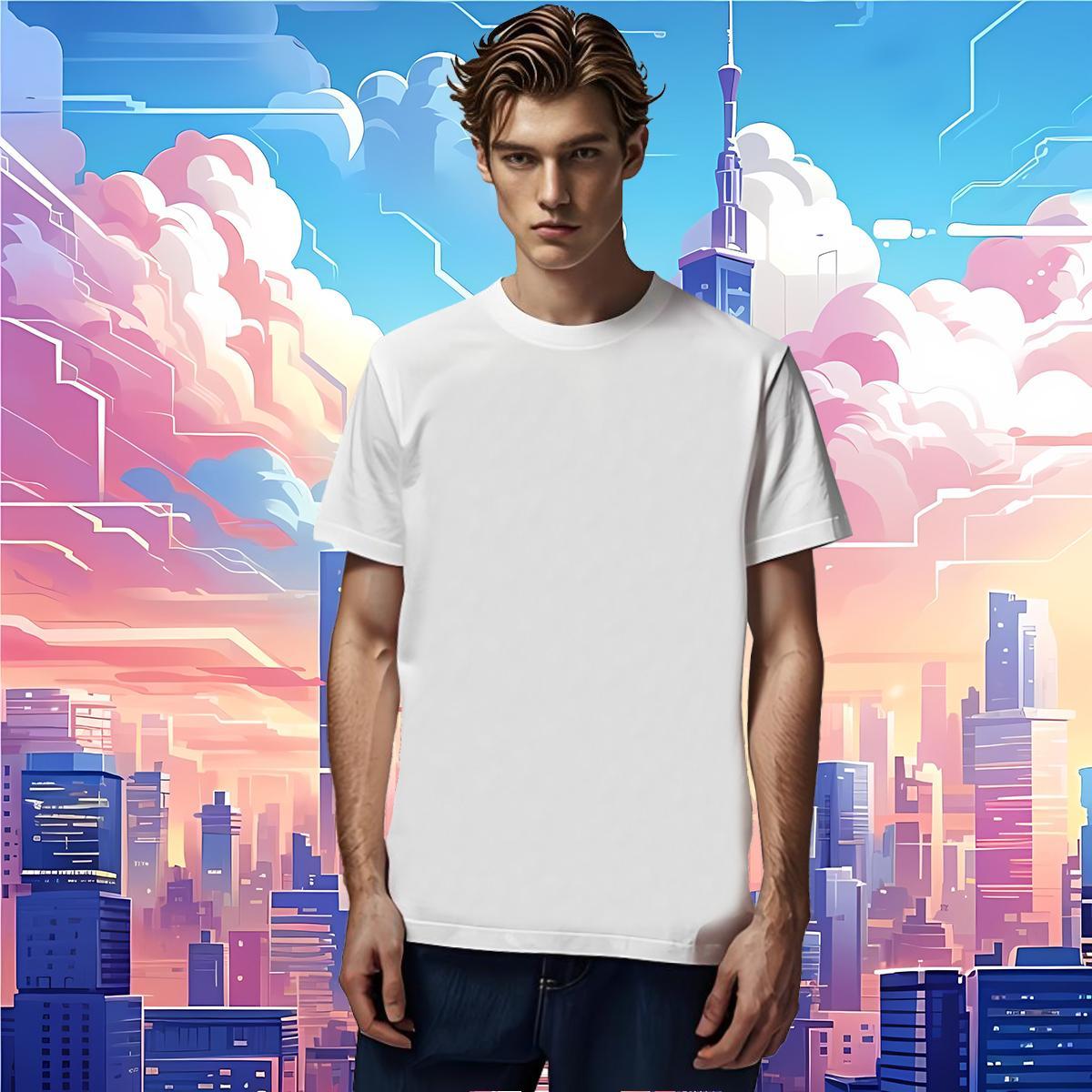 Mens T Shirts 100% Cotton 230g Geometric line Outdoor Crew Neck Breathable Custom Print Plus Size Tshirt for Man Woman 2024 DIY Unisex Polos