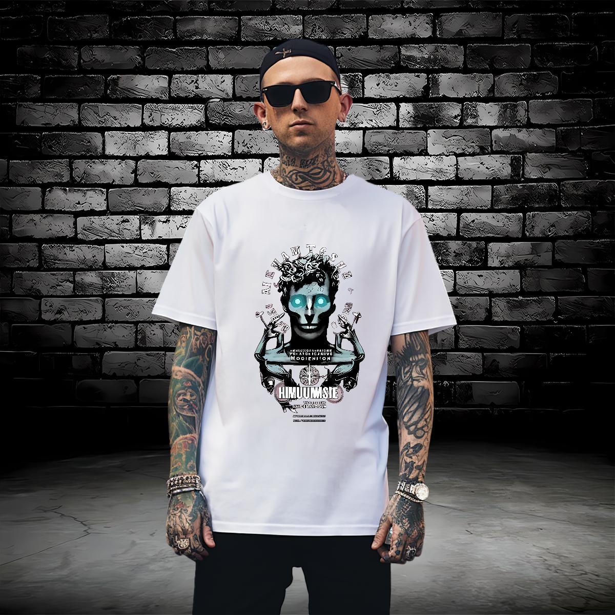 T shirt 230g 100% Cotton portrait Sport Breathable Crew Neck Skull Men Tees Designer TOP Quality Tees Shirts