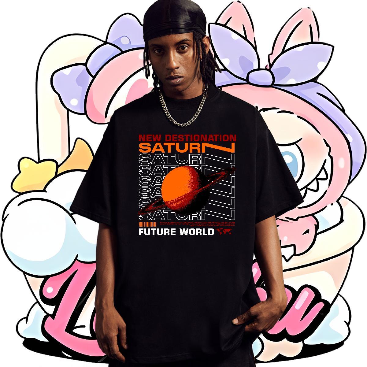 Free Shipping Mens Tshirts 230g 100% Cotton Street wear Hip Hop star DIY Logo Oversized Crew Neck Breathable DIY Customized T-Shirts for Men Top Tees