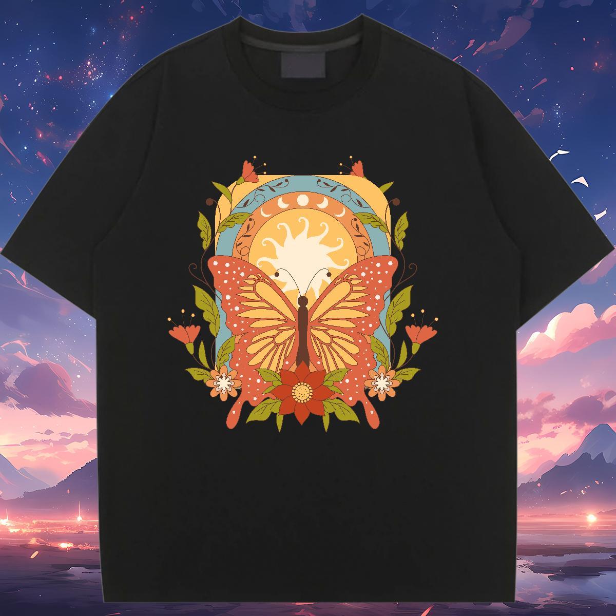 Brand T-Shirts for Women Comfortable Lady T shirt Plus Size Custom Butterfly Sports Casual 100% Cotton 230g Stylist Clothes Shirt